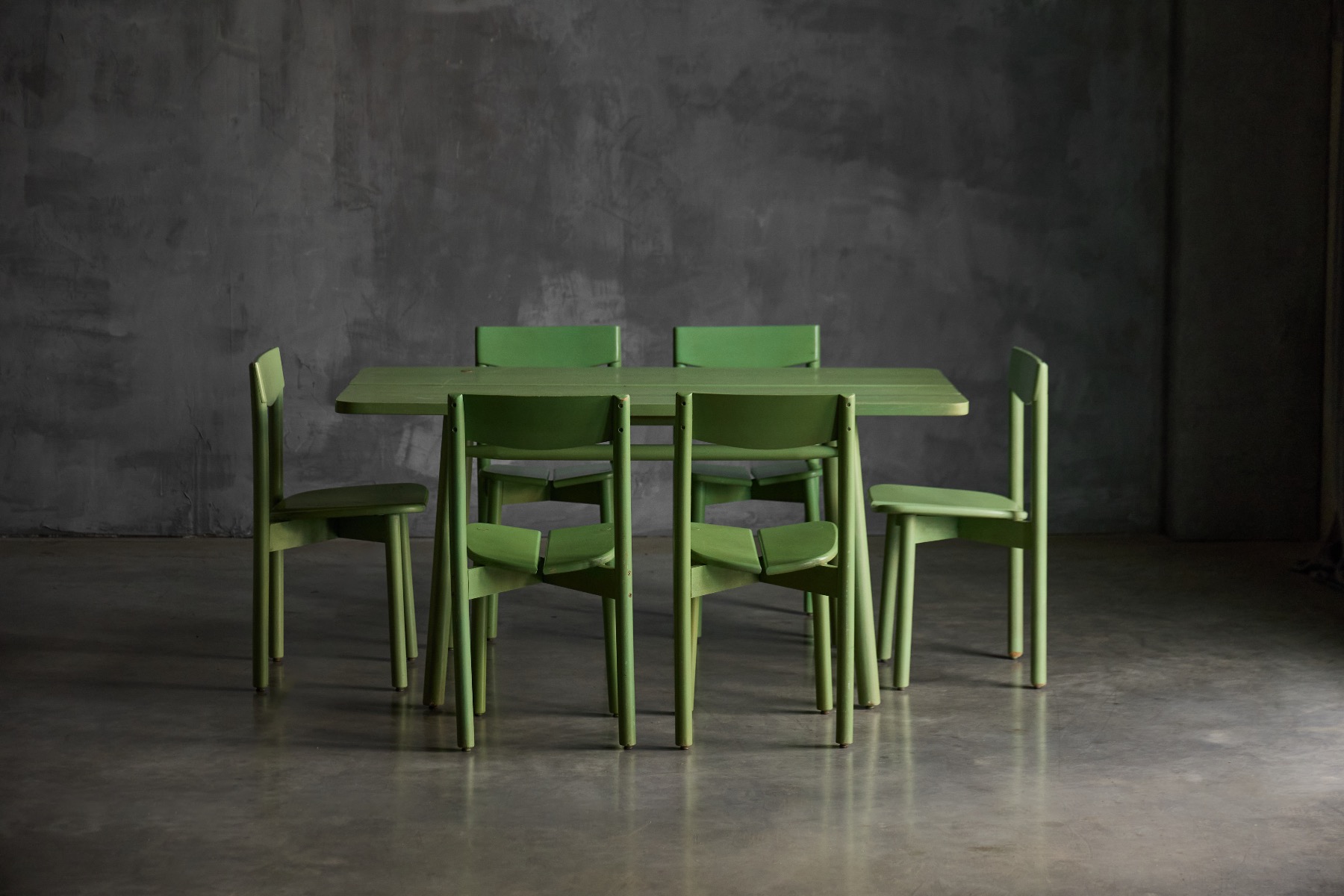 Museum level Green Coffee Bean table designed in 1965