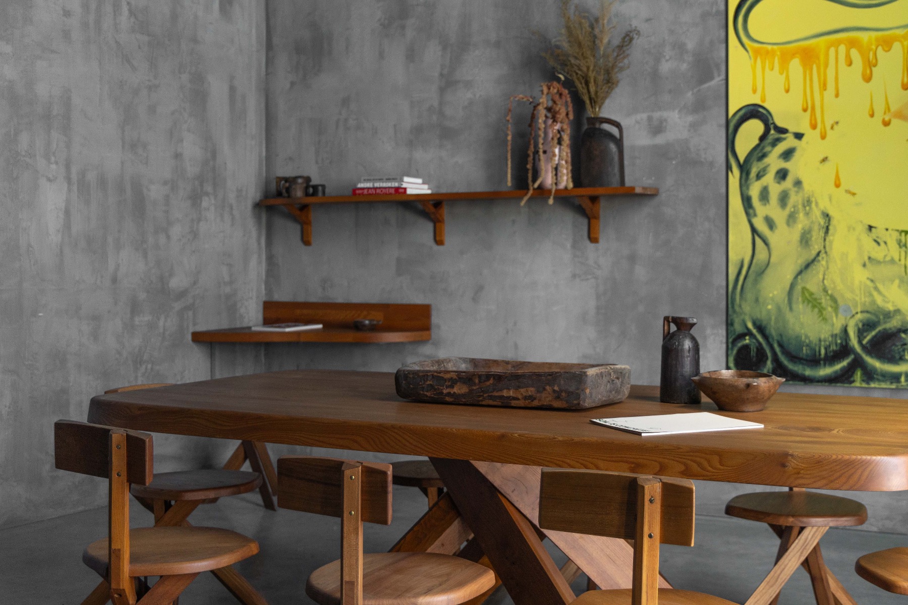 Gallery level custom wall console by Pierre Chapo