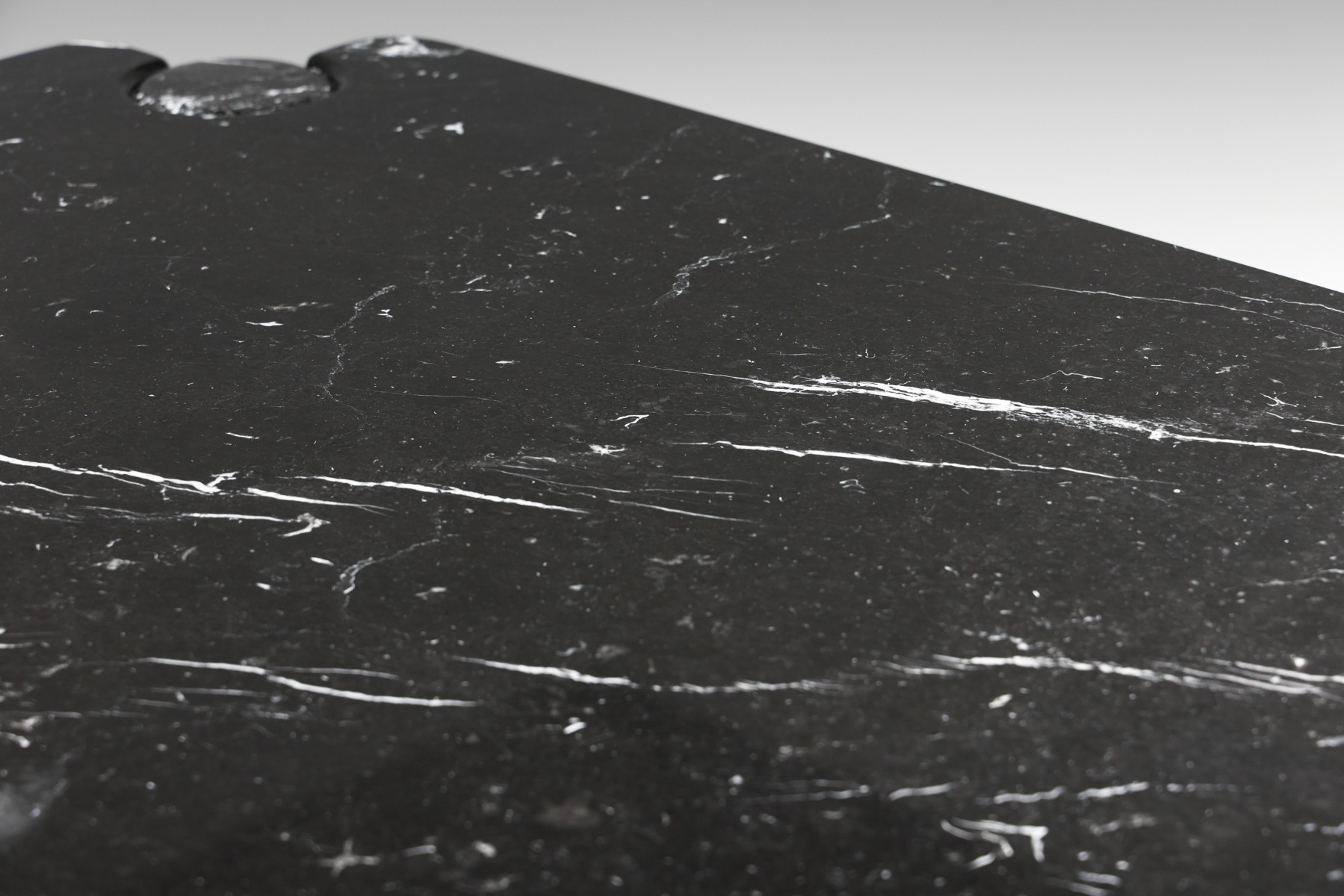 Refined Italian square marble table by Angelo Mangiarotti