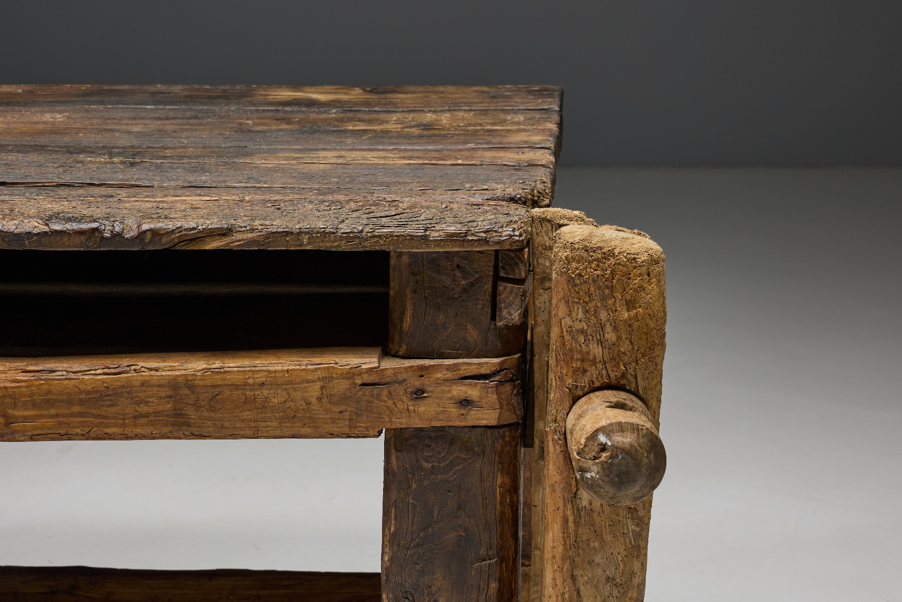 Rustic farmhouse tool bench early 1800s