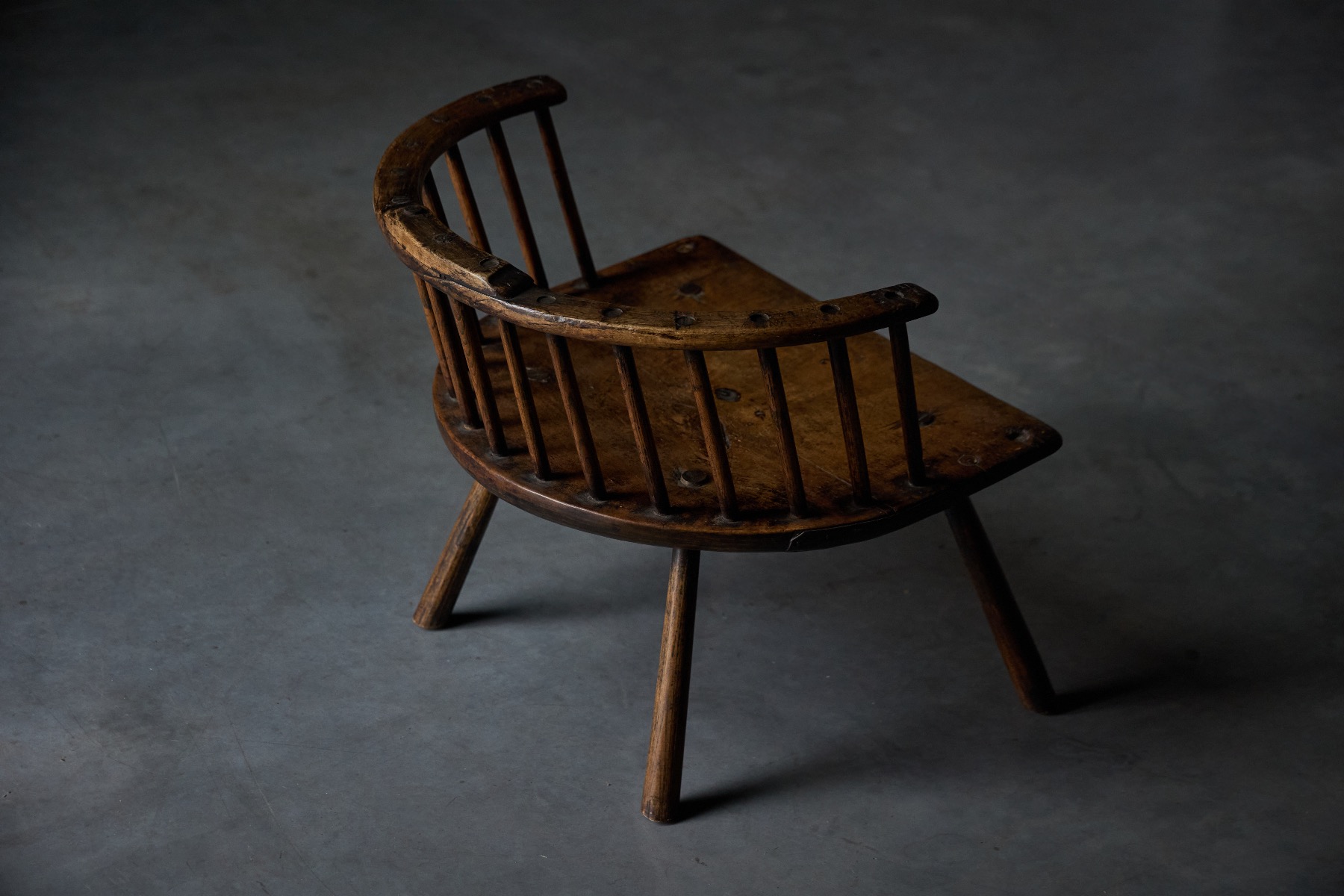 Solid wood folk art stool 19th century