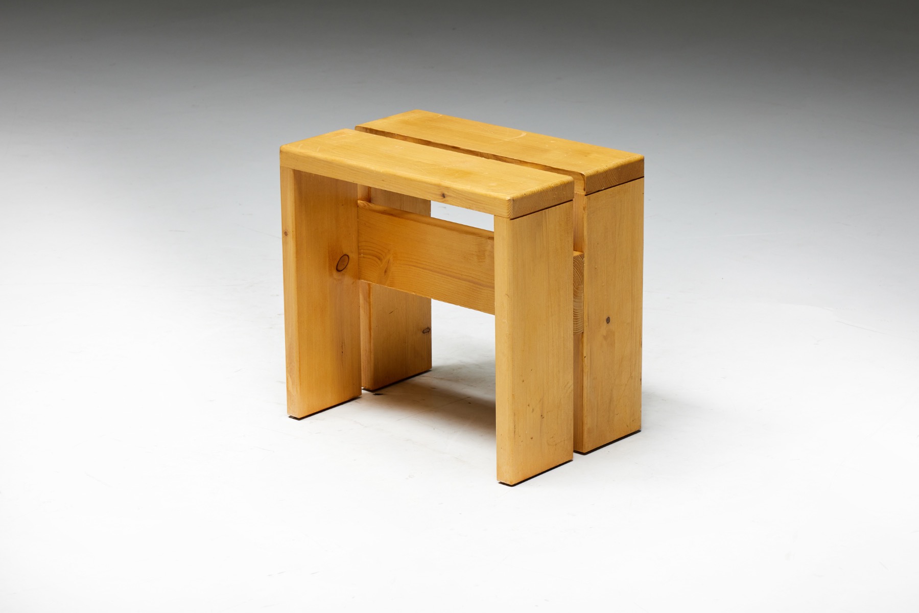 Solid wood stools by Charlotte Perriand Les Arcs