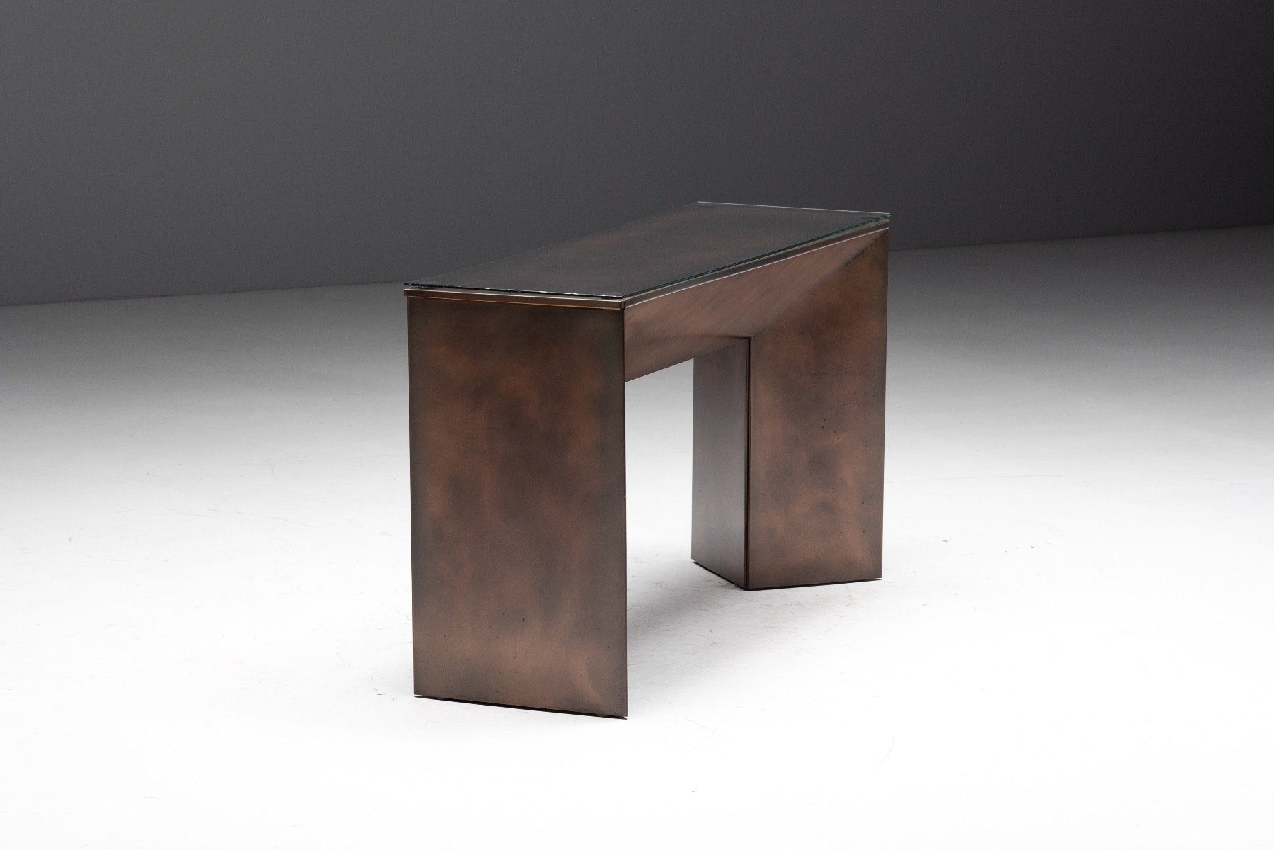 Statement bronze console table with strong seventies character