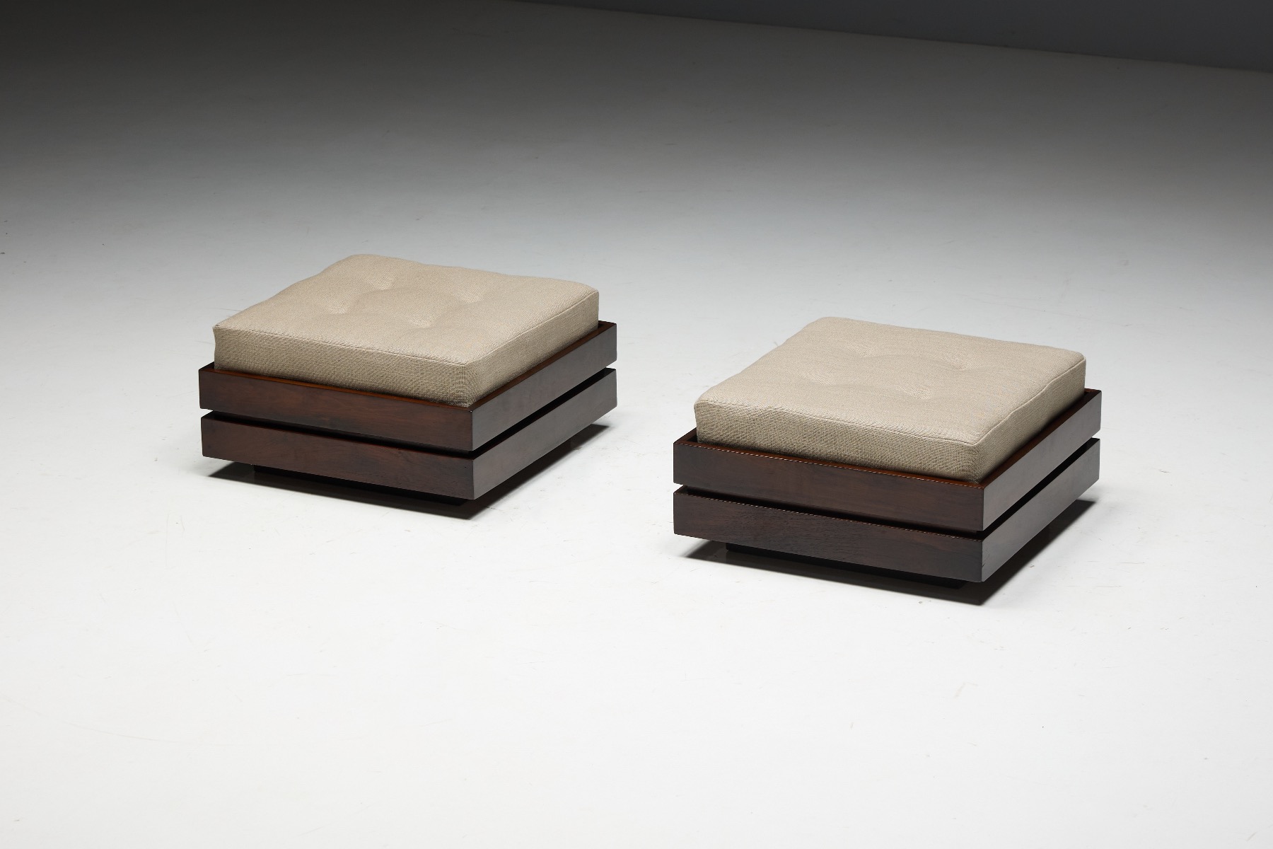 Textured Brazilian ottomans with modernist character