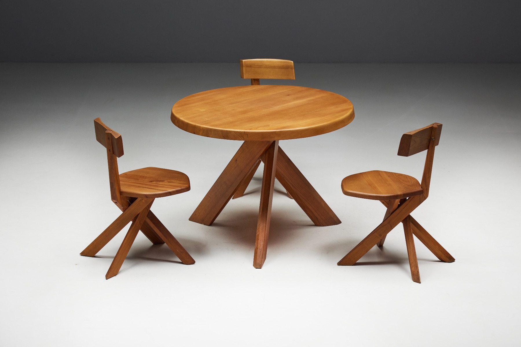 Timeless S34 dining chairs in solid wood by Pierre Chapo