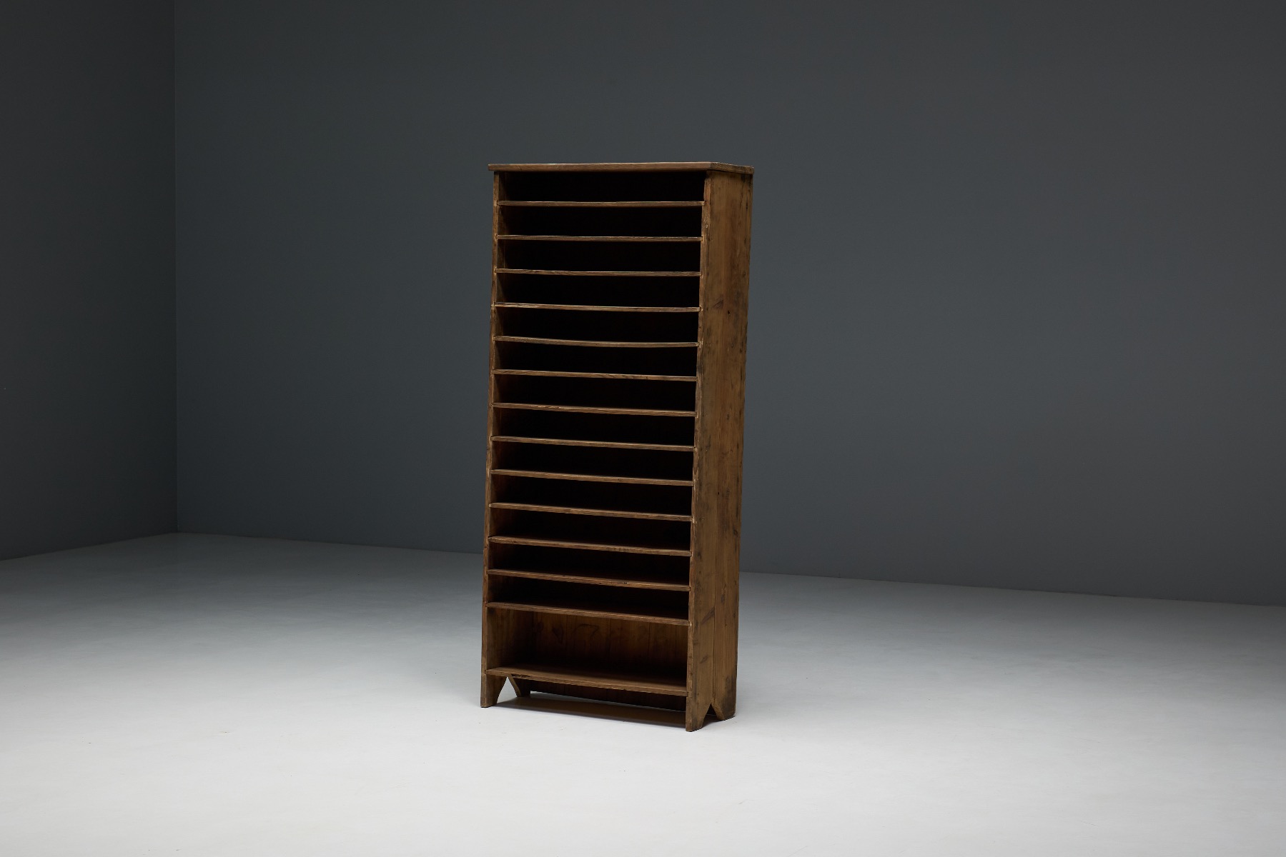 Utilitarian rustic shelf with folk art appeal