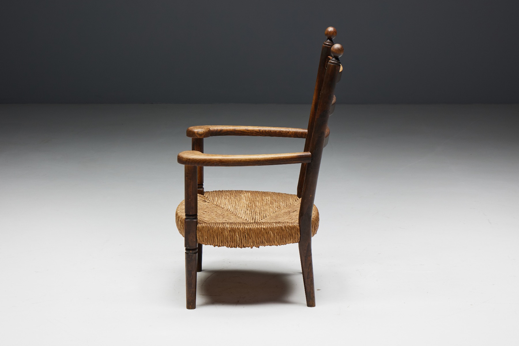 Rustic Armchairs in Wood and Straw - 1900s