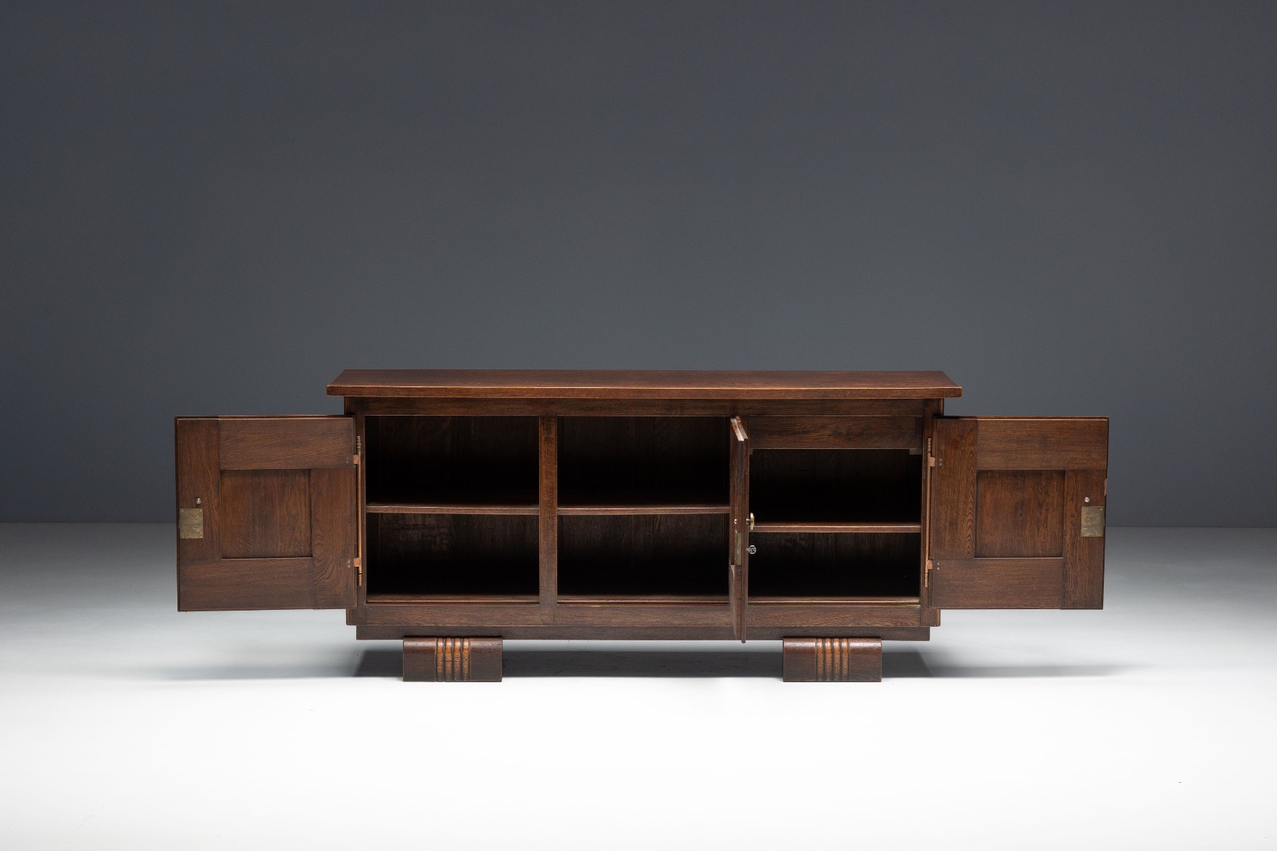 Art Deco wooden sideboard deep woodcraft detail