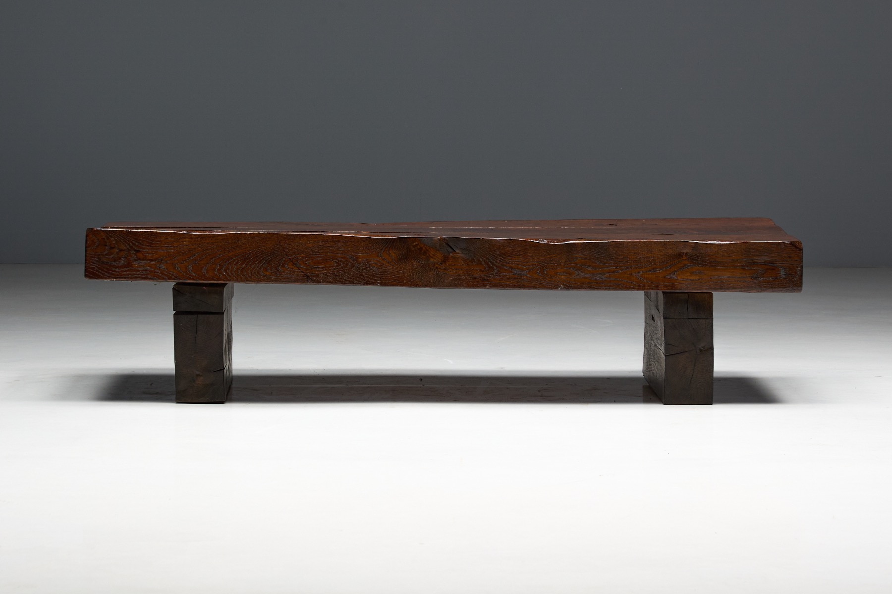 Bold brutalist rectangular coffee table in early modern style
