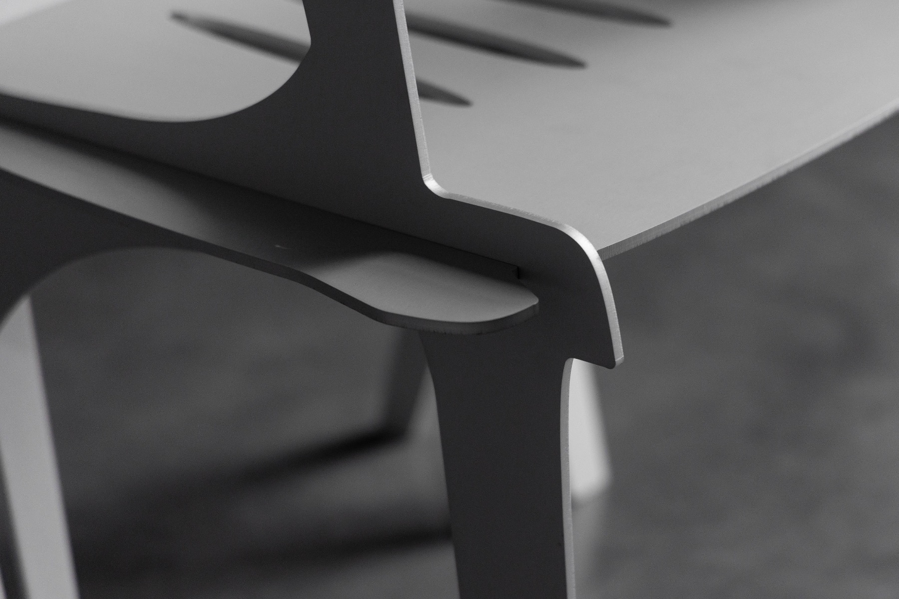 Bold form Flatscreen chair with graphic presence