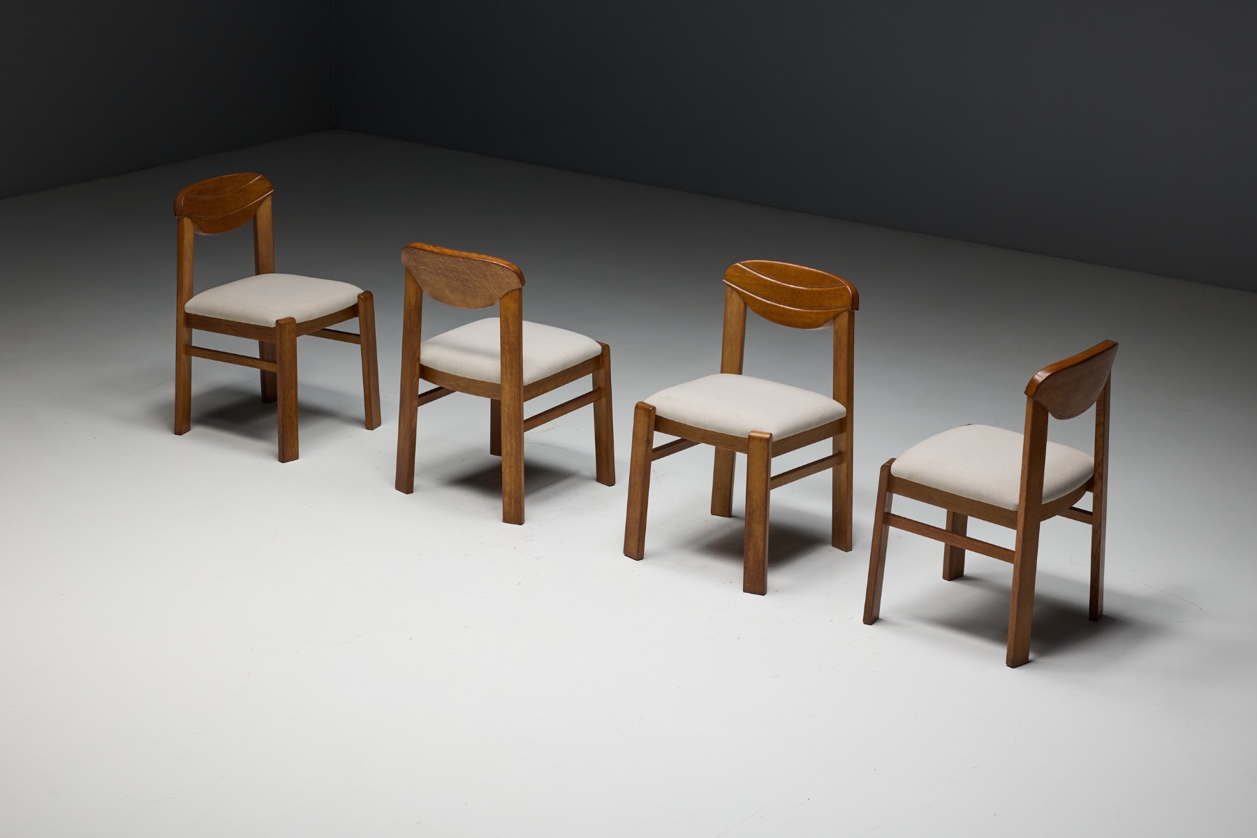 Brutalist dining chairs full set presentation