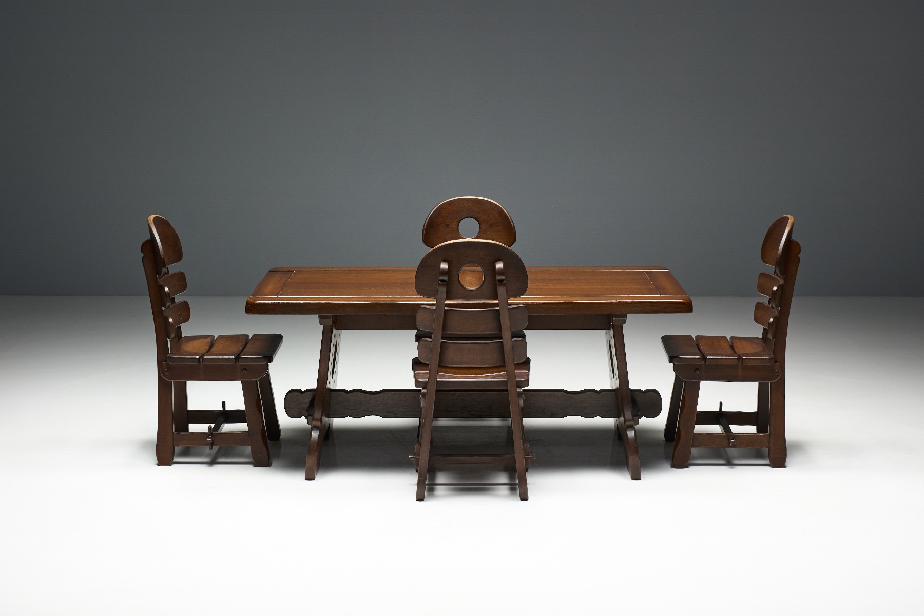 Vintage stained oak Alpine table