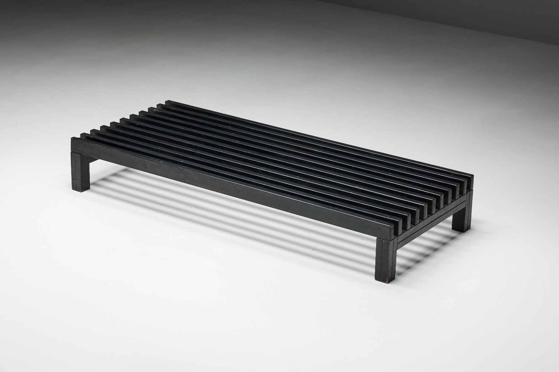 Functional slatted bench or coffee table in wood