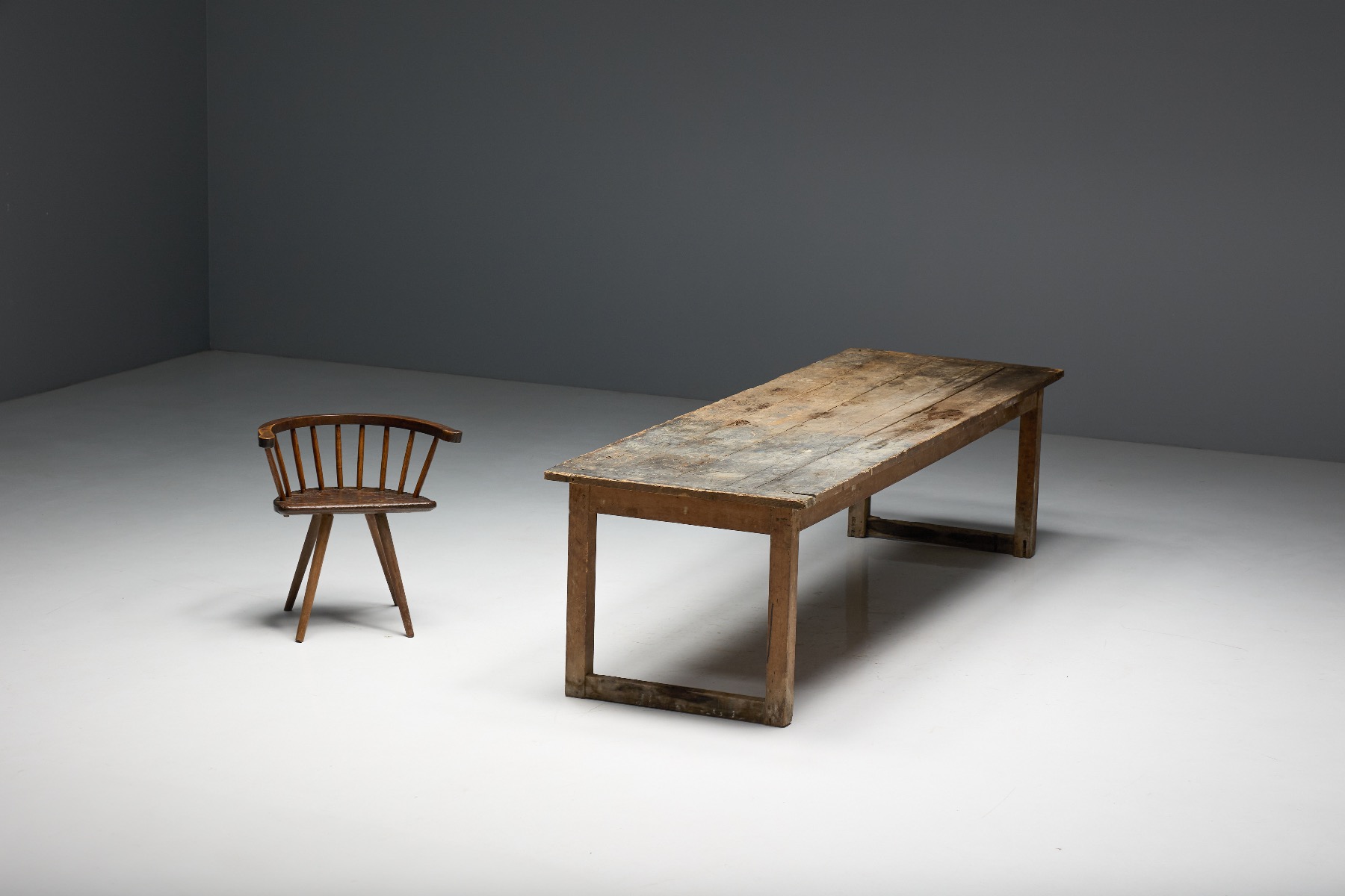 Gallery level primitive rustic dining table