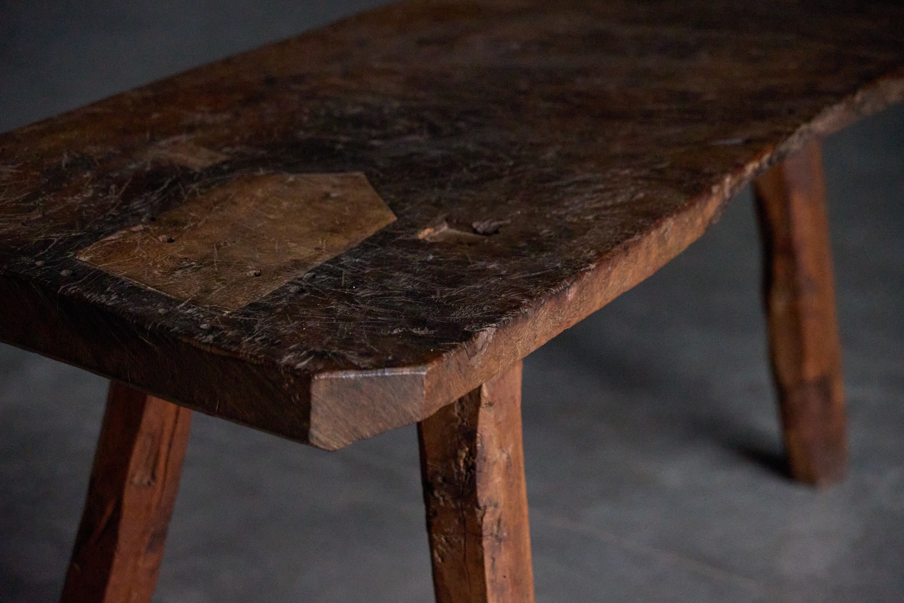 Historic rustic side table with tripod base