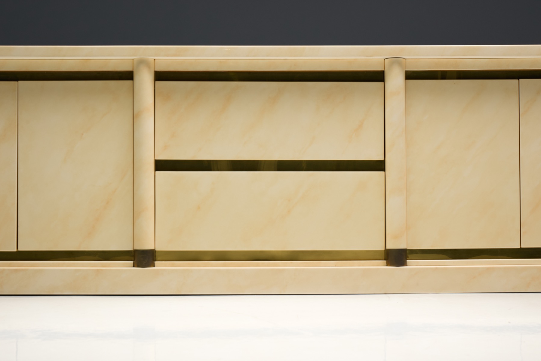 Modernist faux marble sideboard with high gloss lacquer, 1970s