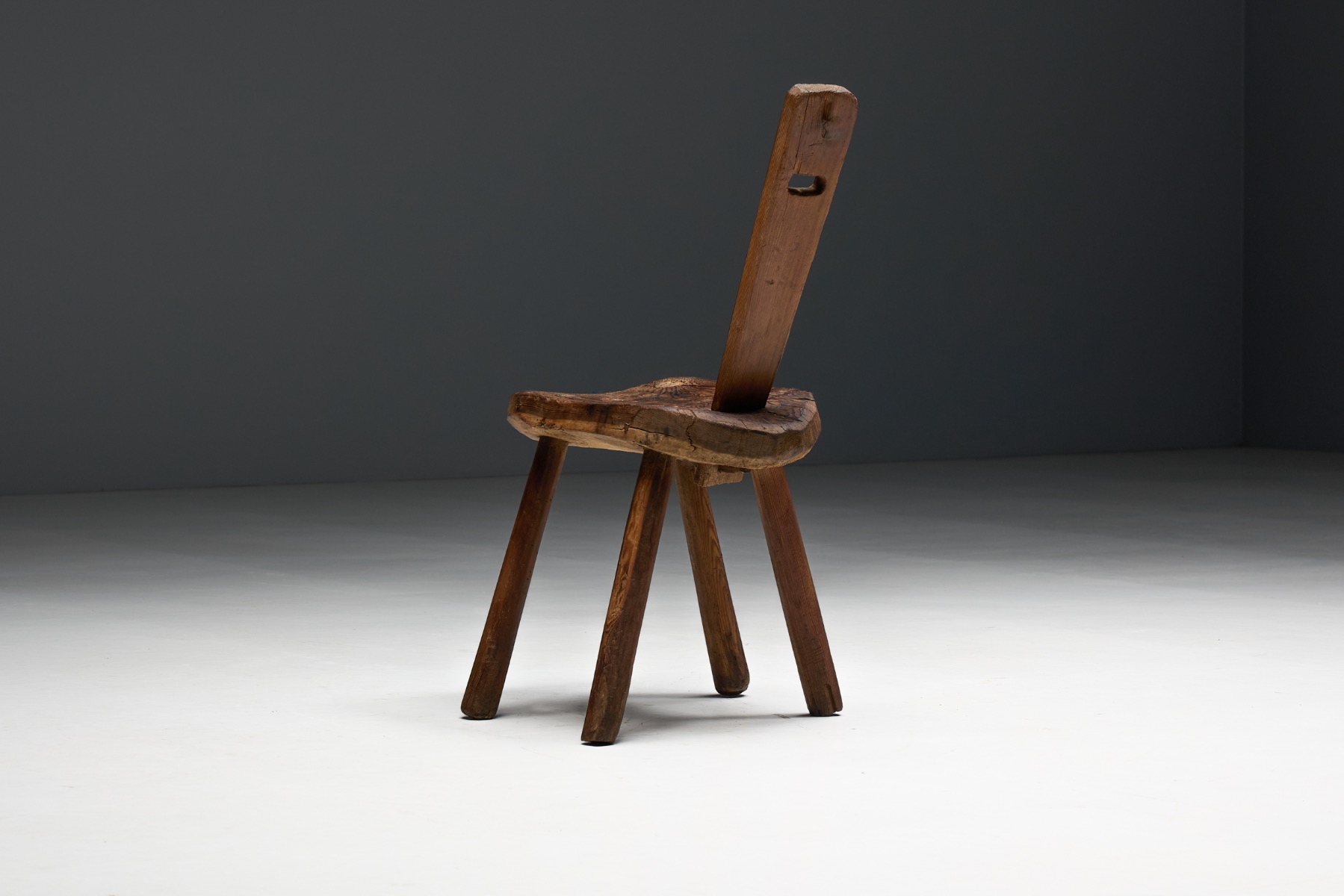 Museum level Alpine folk art chair with vernacular character