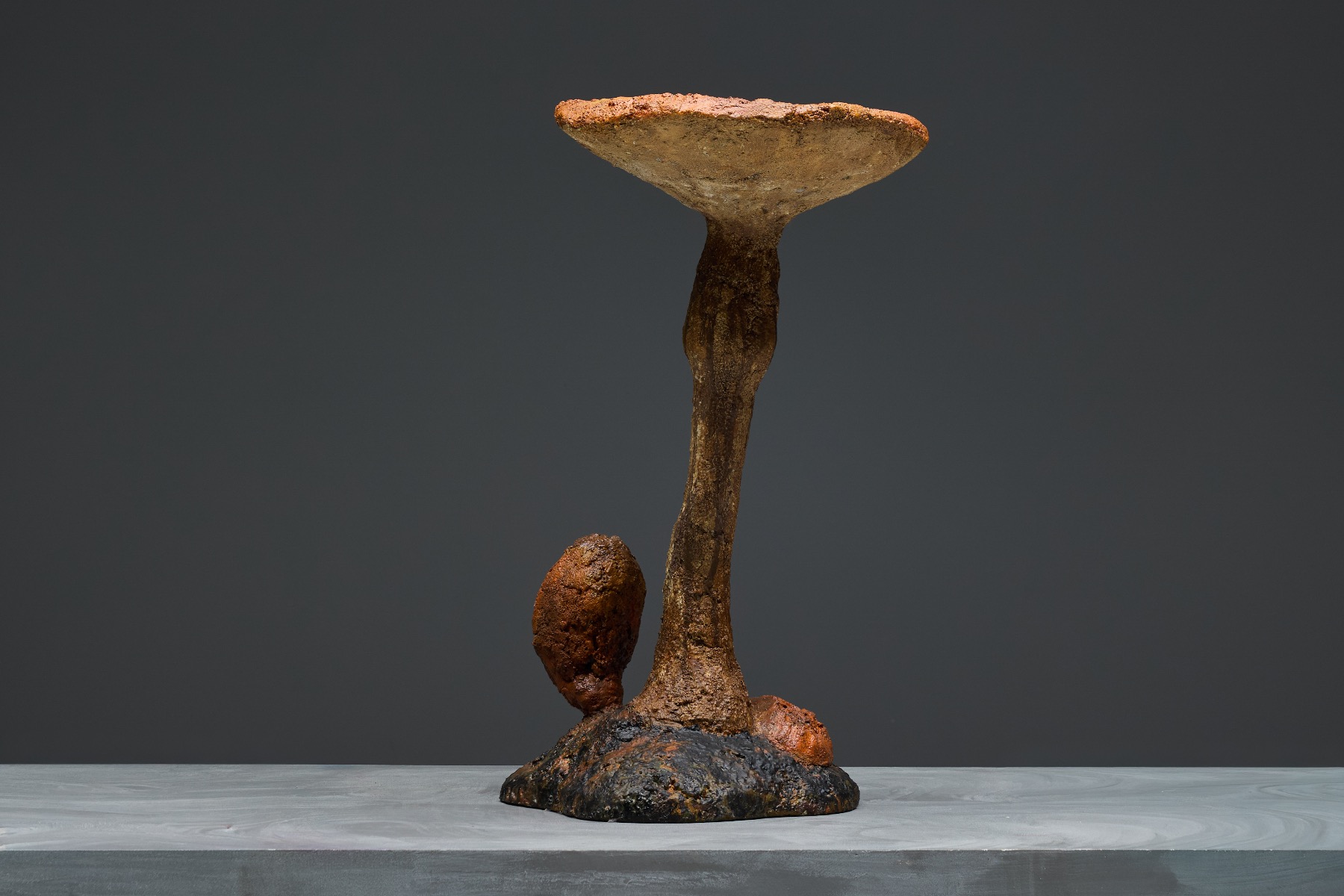 Mushroom sculpture with natural patina and wabi sabi feel