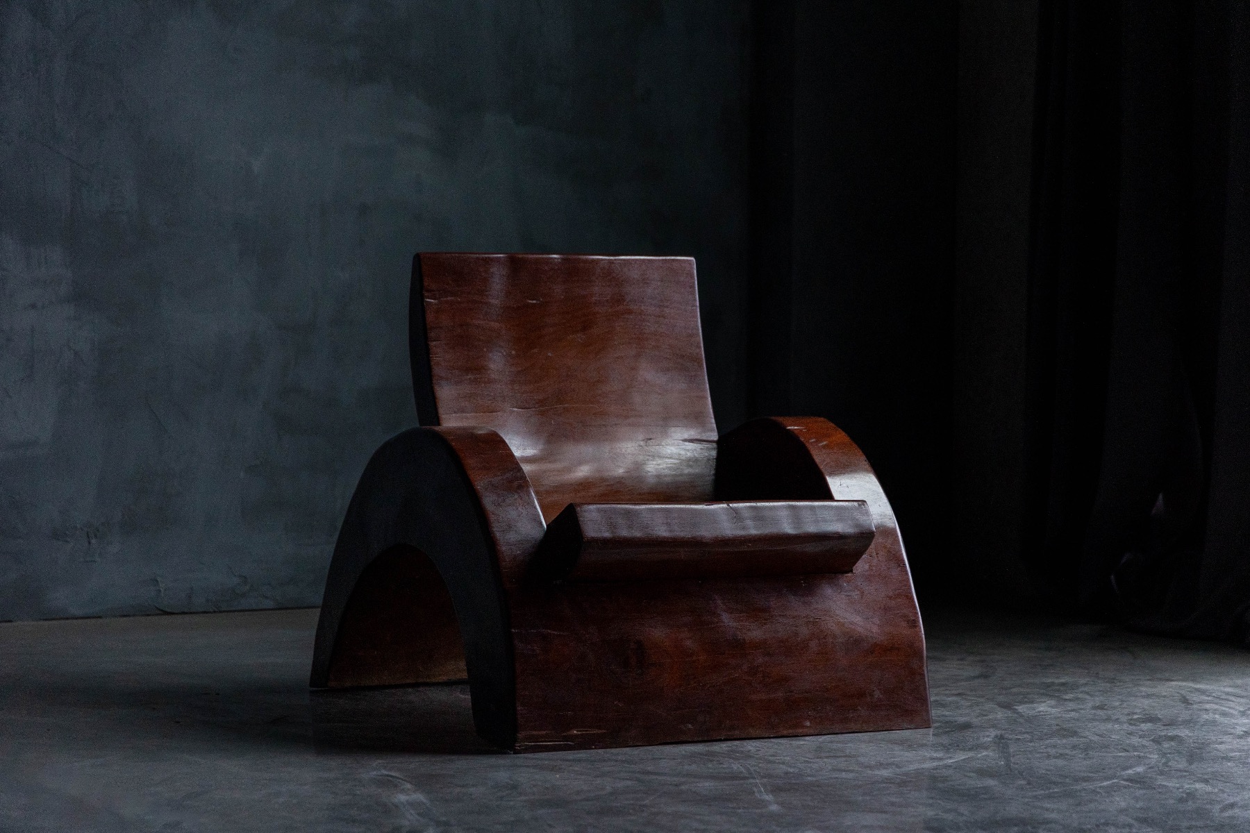 Expressive solid wood lounge seating 1970s