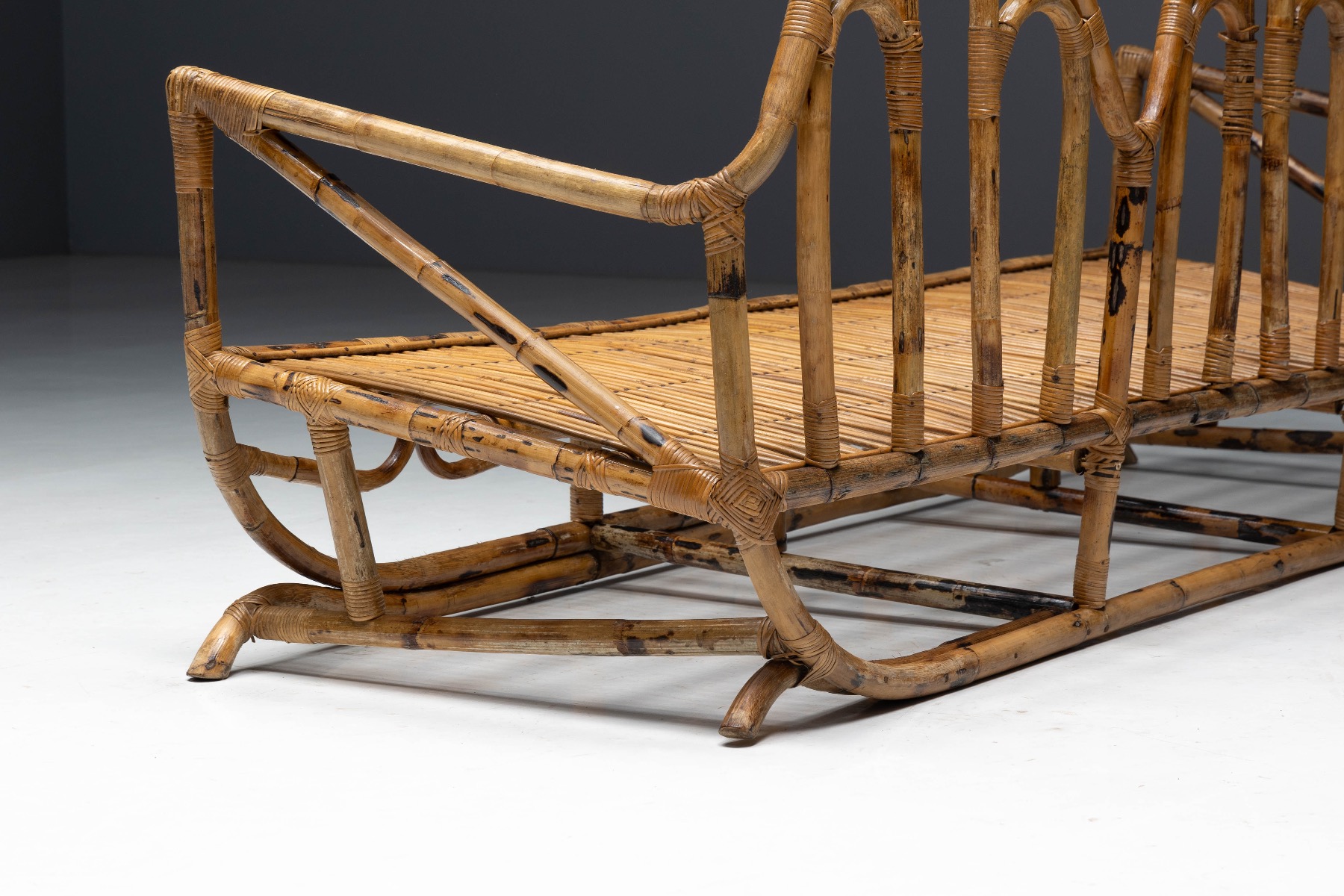 Refined bamboo bench with organic modernist design