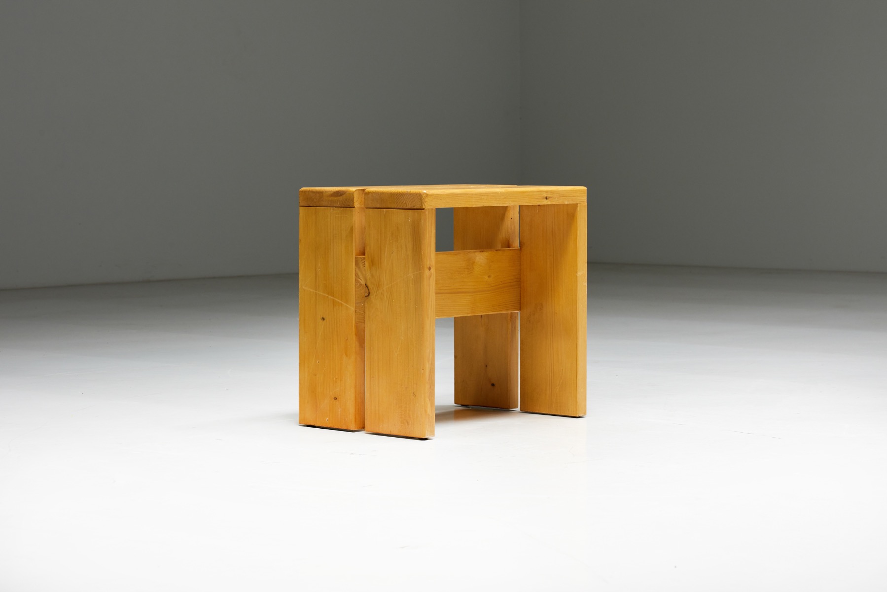 Rustic modern stools in Charlotte Perriand style from the 1960s