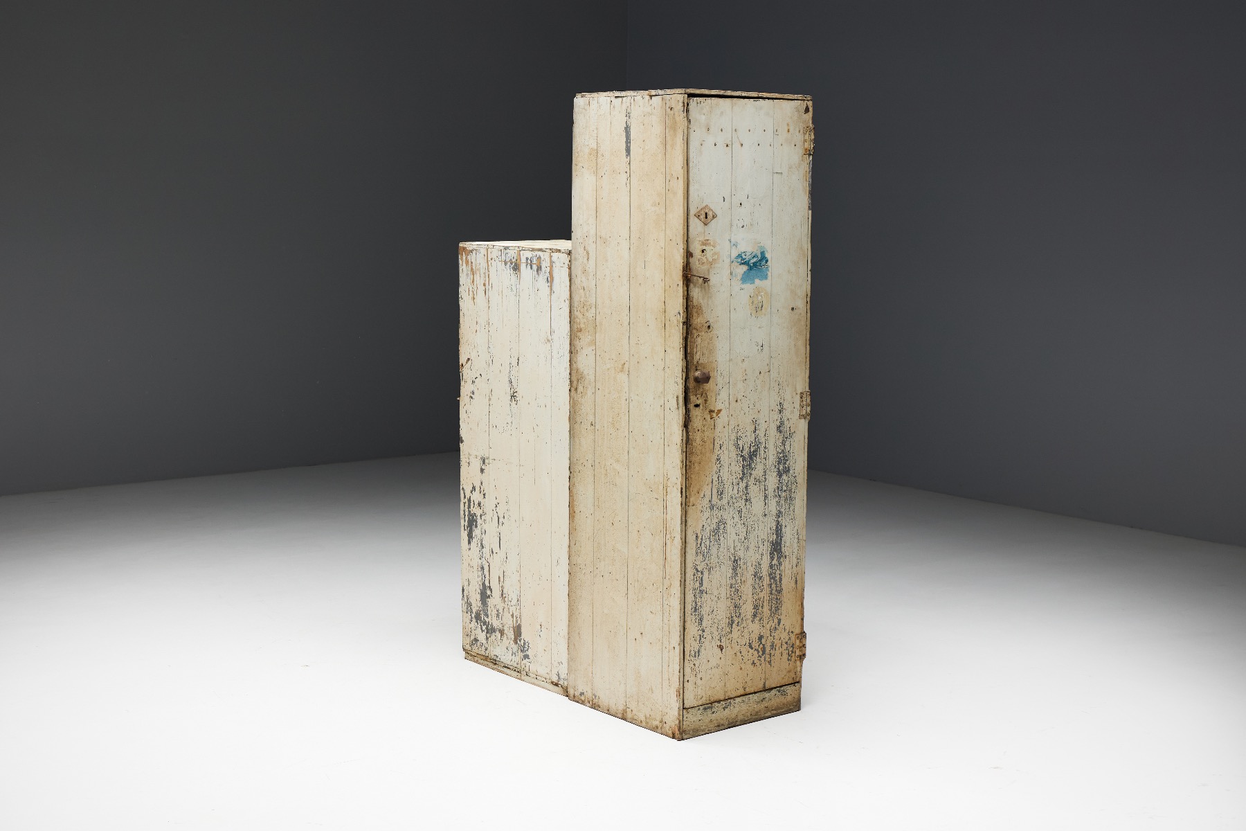 Rustic solid wood cabinet in primitive design
