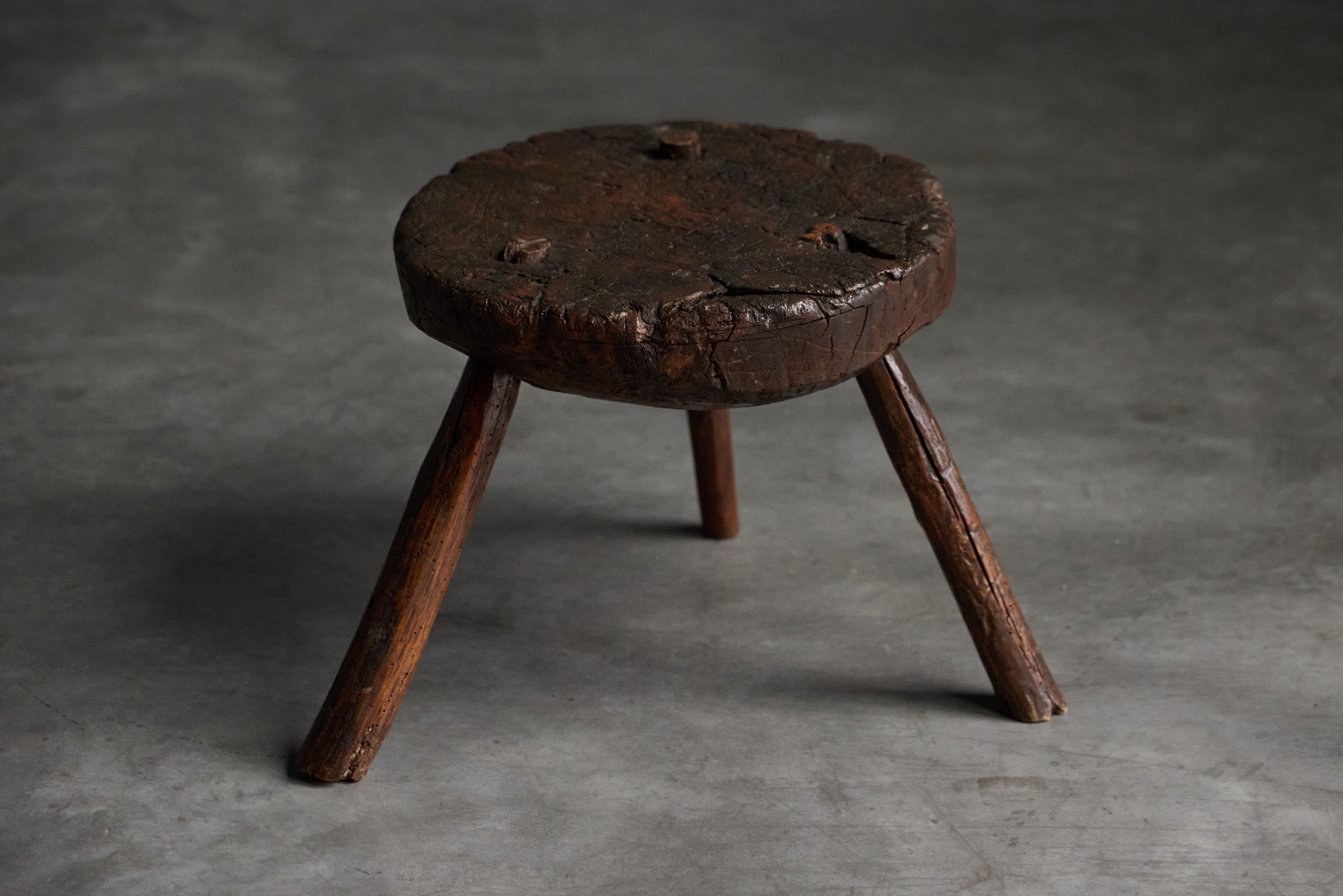 Authentic vernacular rural stools in solid wood