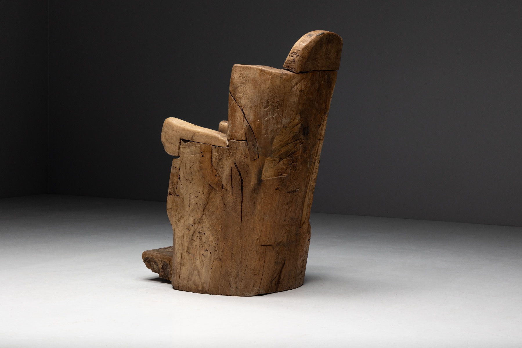 Collectible 19th century monoxylite throne chair