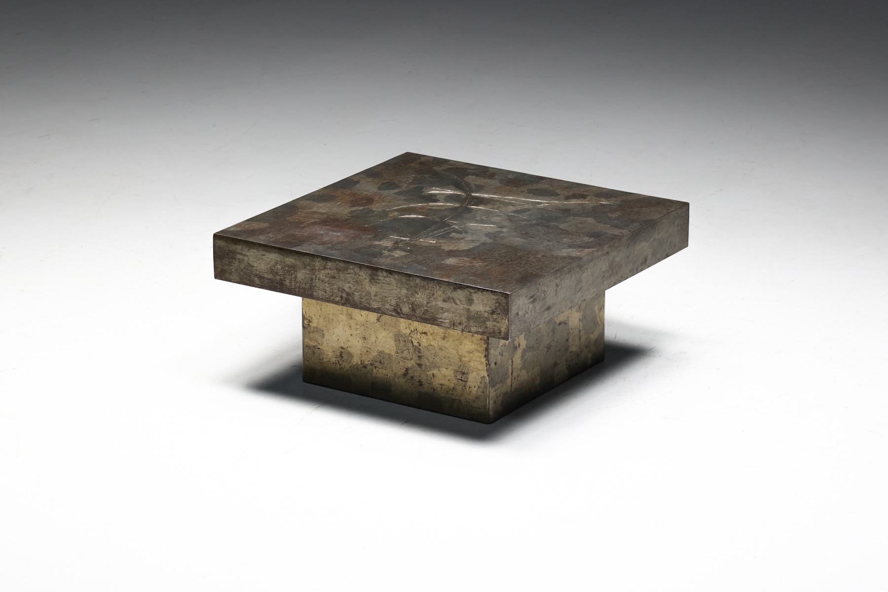 Gallery level brutalist steel coffee table