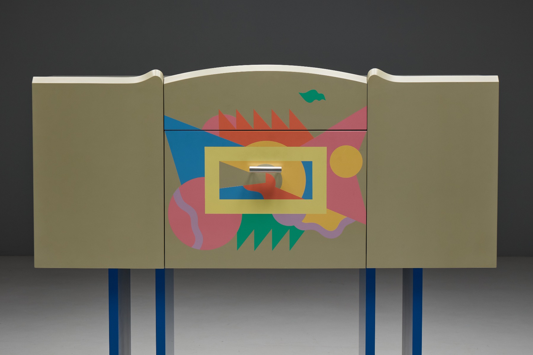 Statement postmodern bar cabinet with strong visual impact