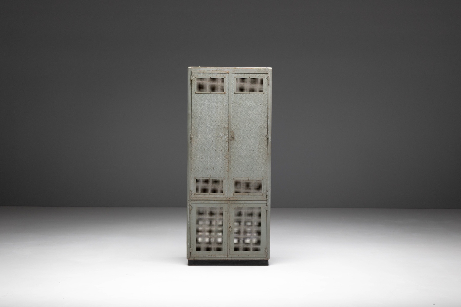 Vintage factory steel cabinet in industrial style