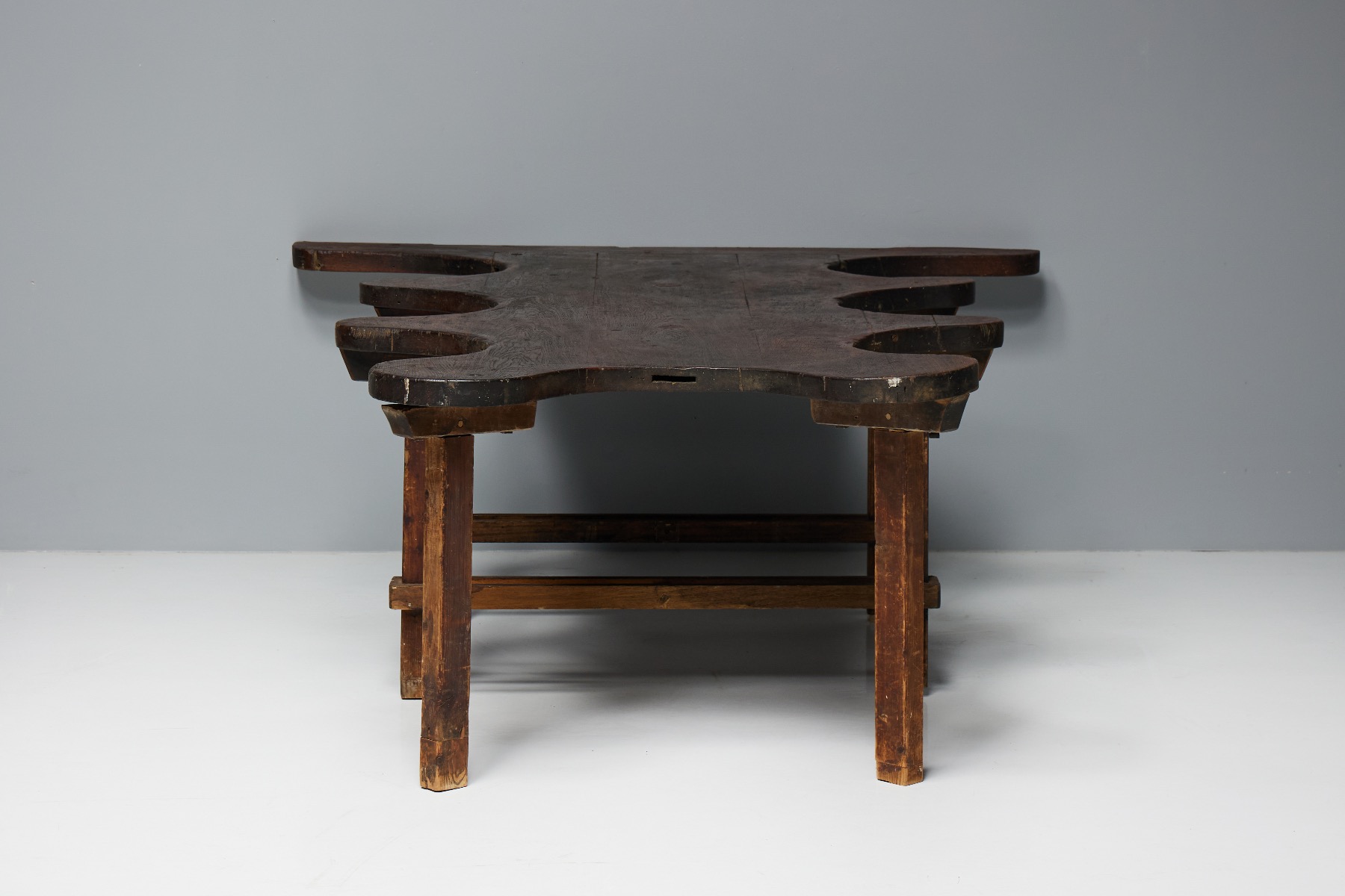 Antique natural form wood table rustic piece