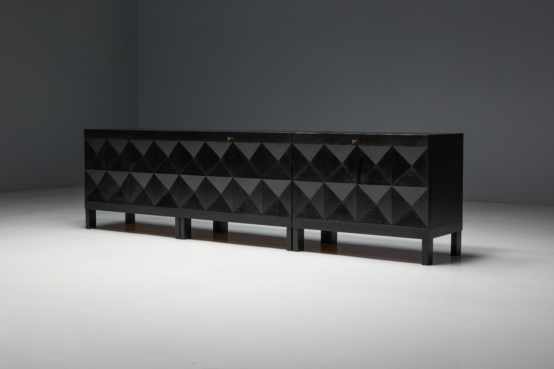 Bold form brutalist sideboard with strong geometry
