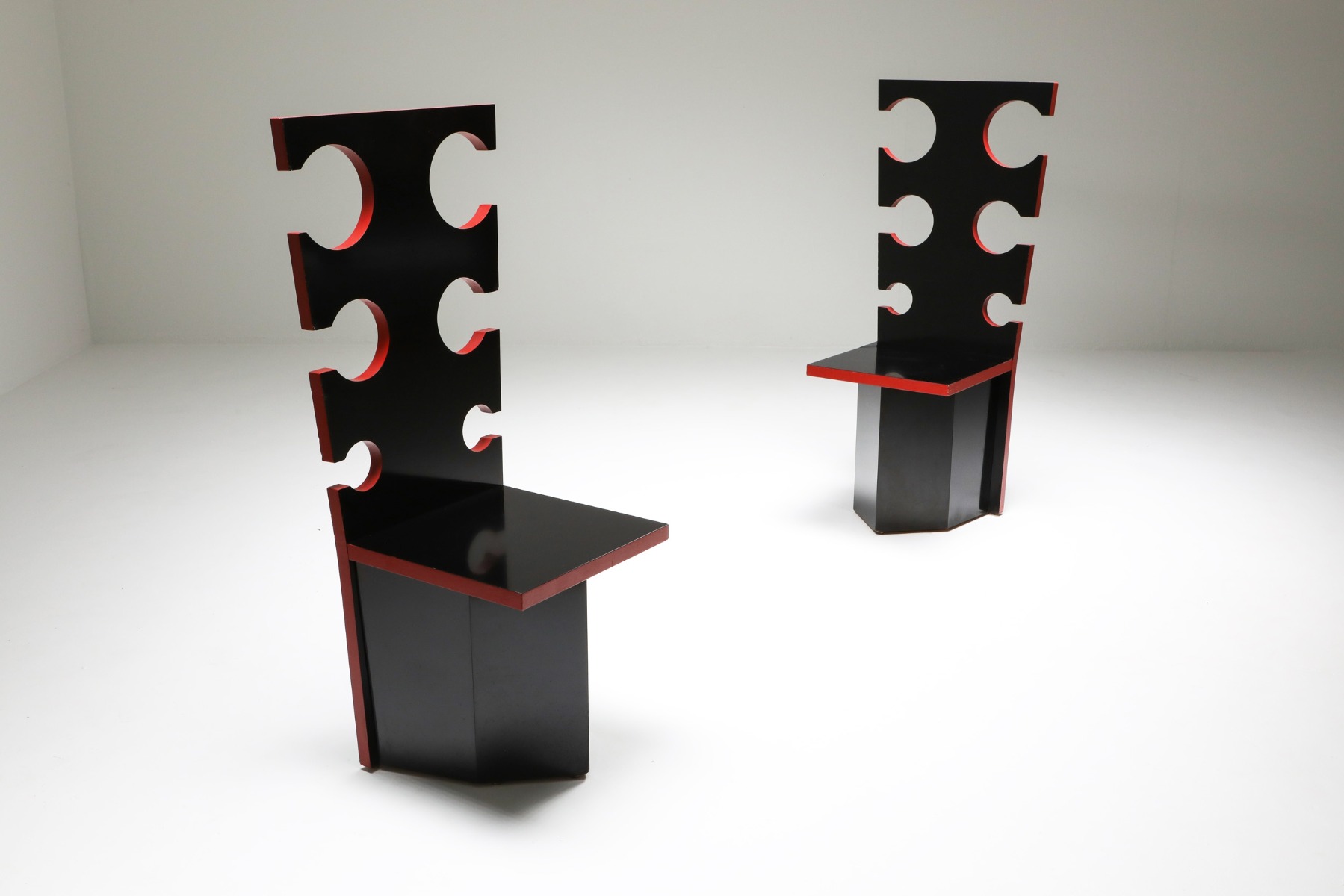 Architectural sculptural armchairs by Mario Sabot