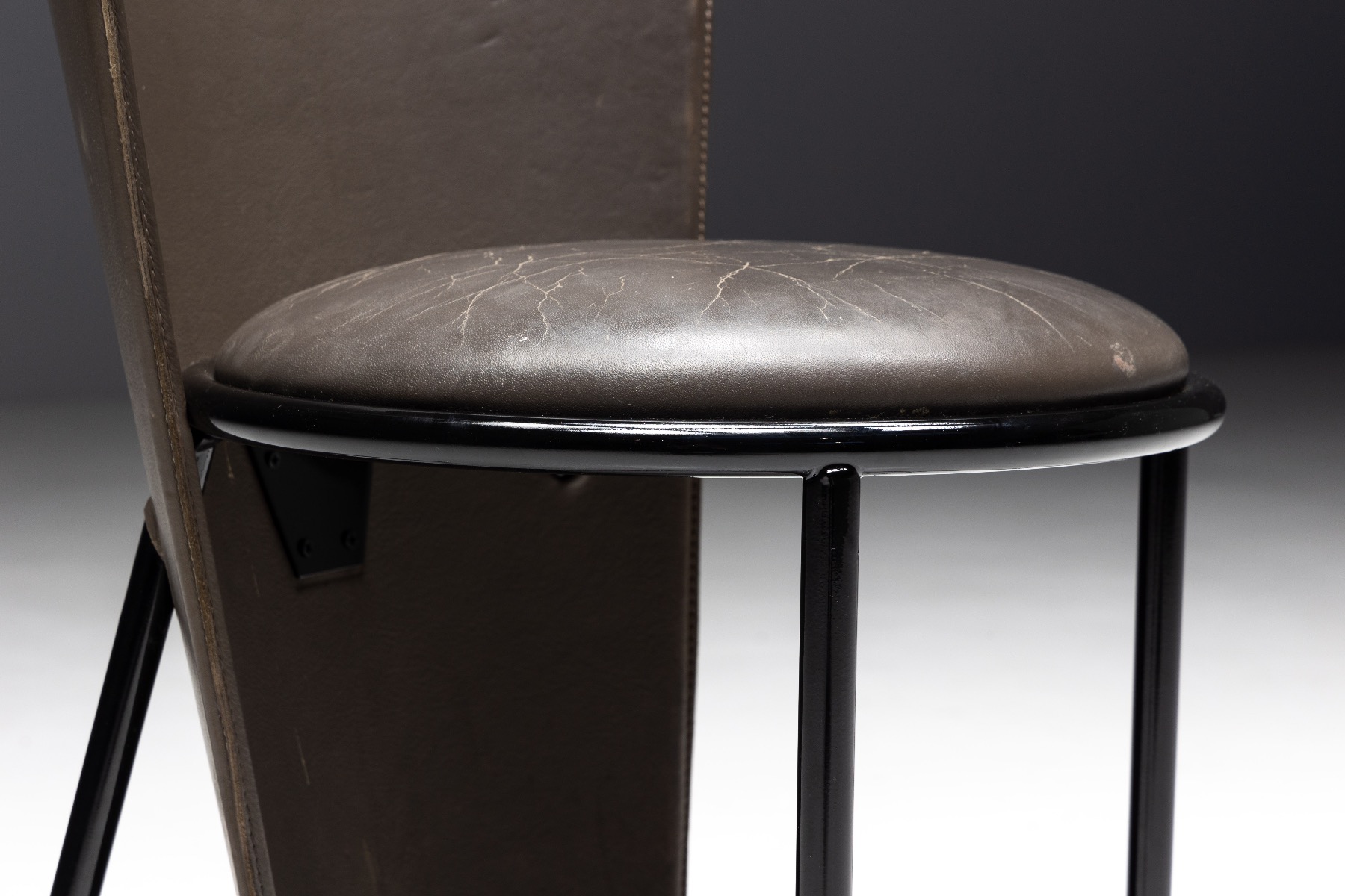 Designer grey leather chairs by Frans van Praet
