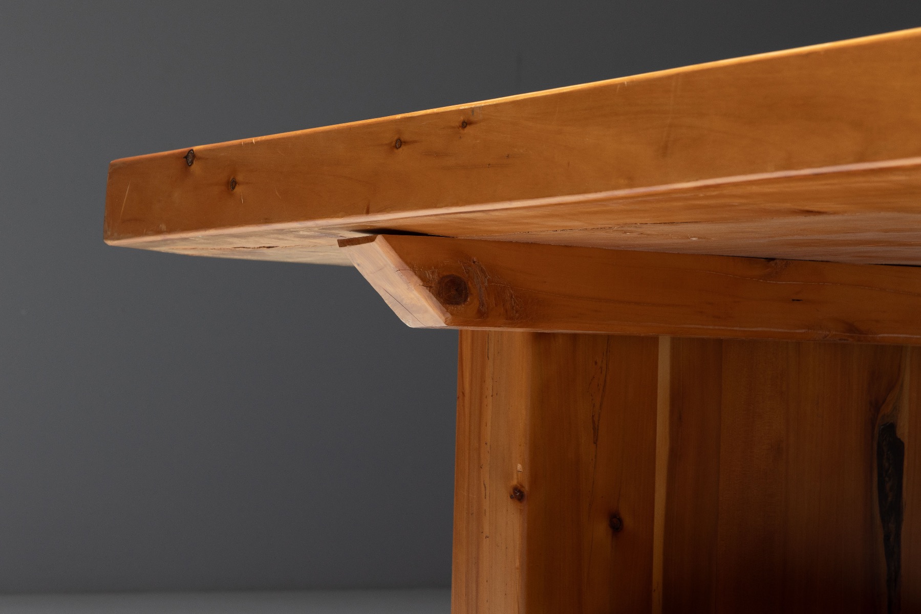 Architectural alpine dining table in solid elmwood