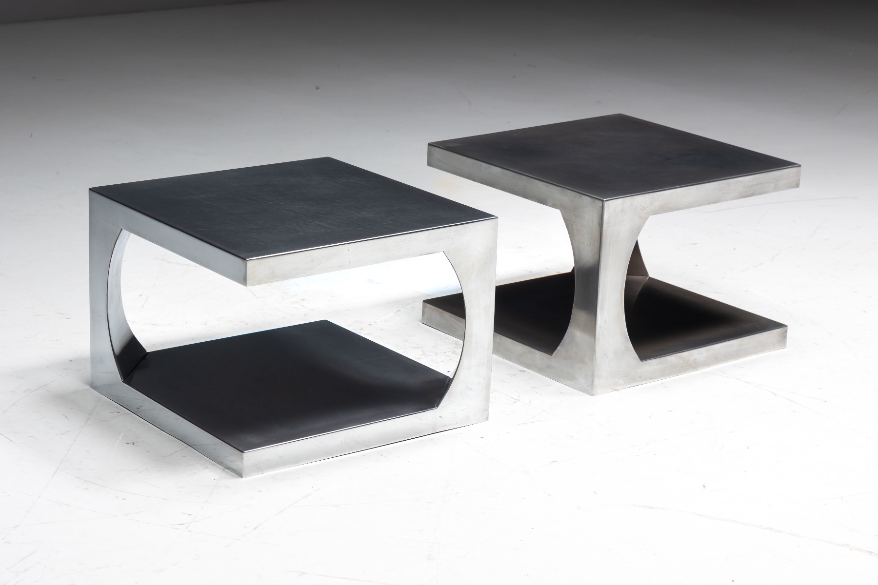European modernist aluminum side table from the 1970s