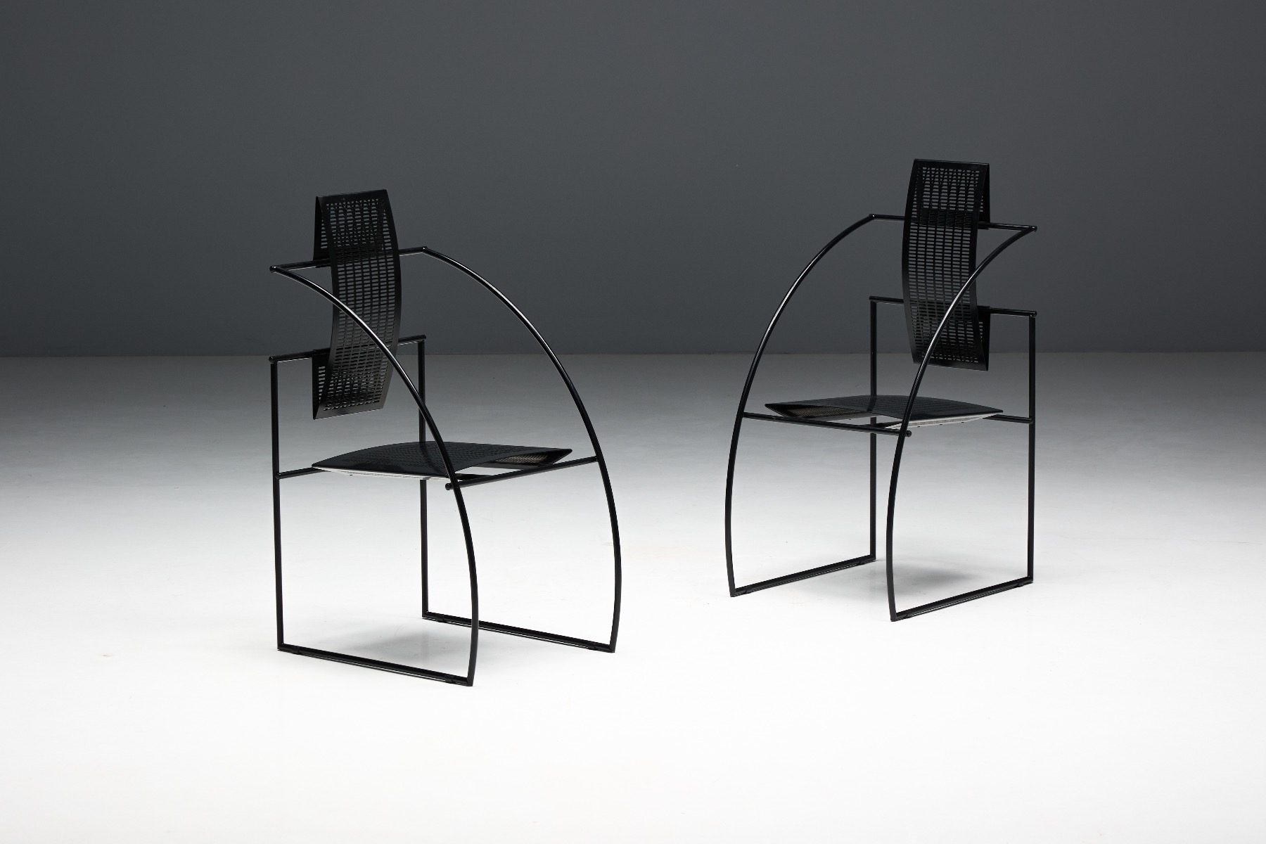 European postmodern chair with graphic structure