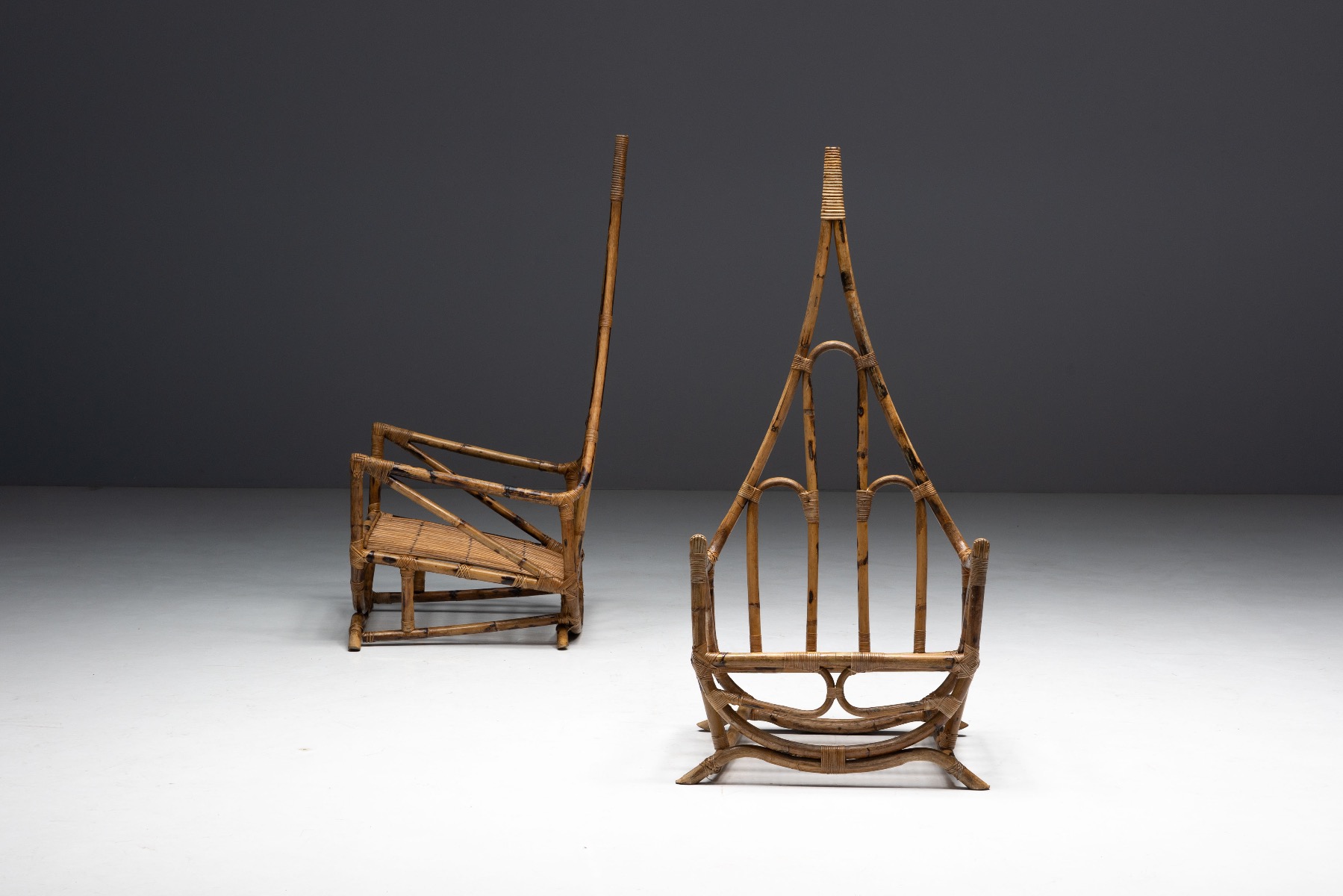 Handcrafted bamboo lounge chair with artistic construction