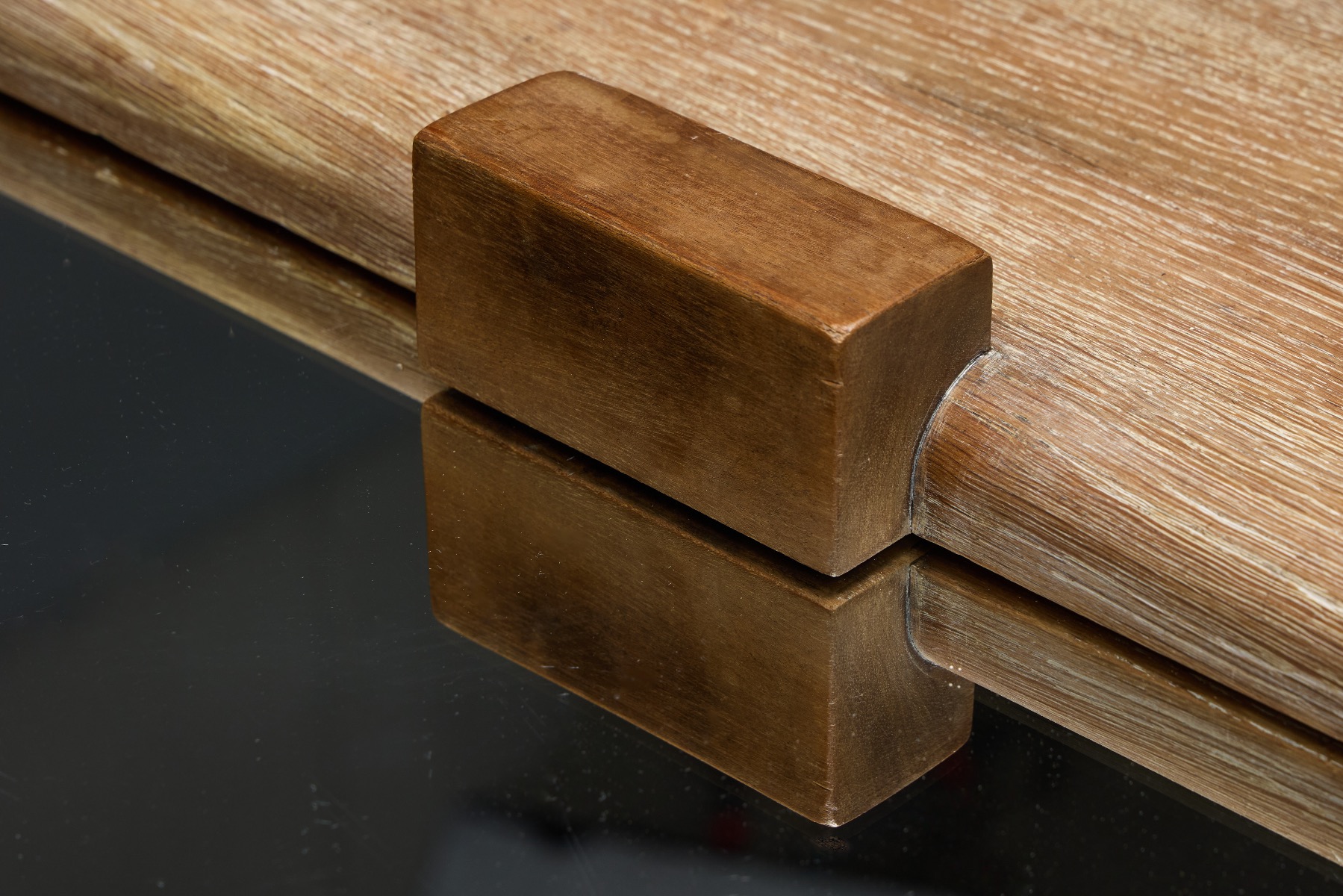 Modernist Art Deco coffee table with sculptural oak form