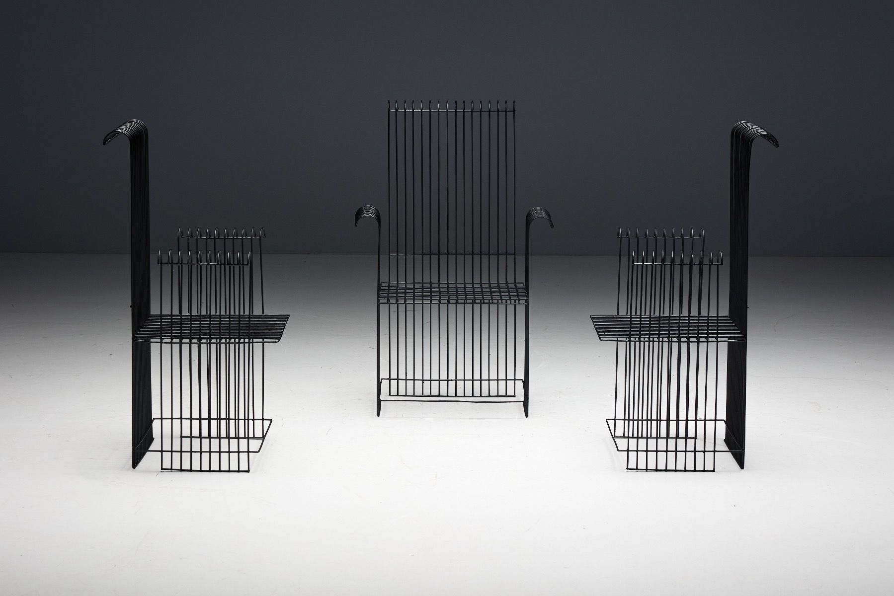 Airy modernist outdoor furniture with sculptural lines