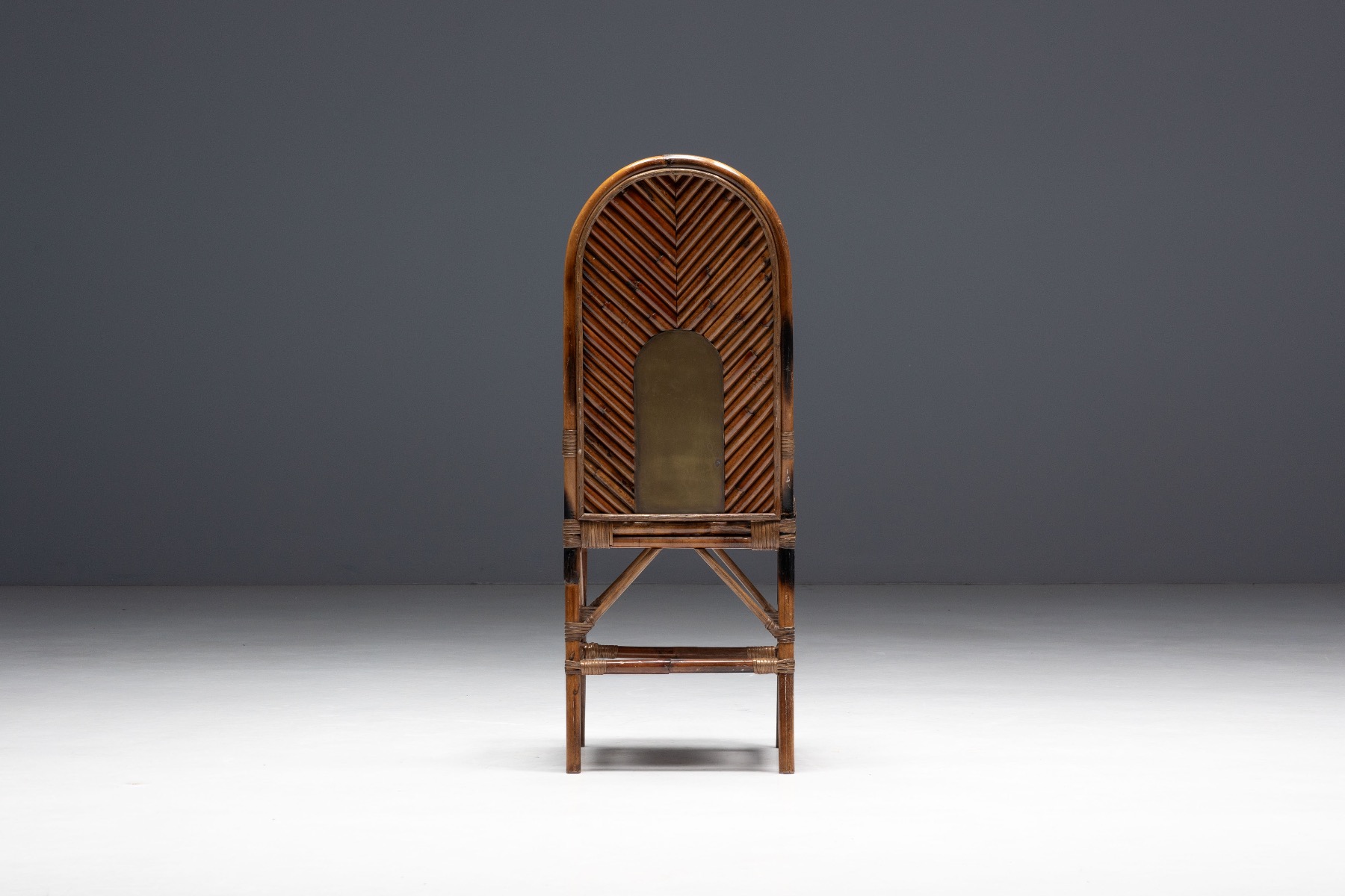 Museum level bamboo and brass chair by Gabriella Crespi