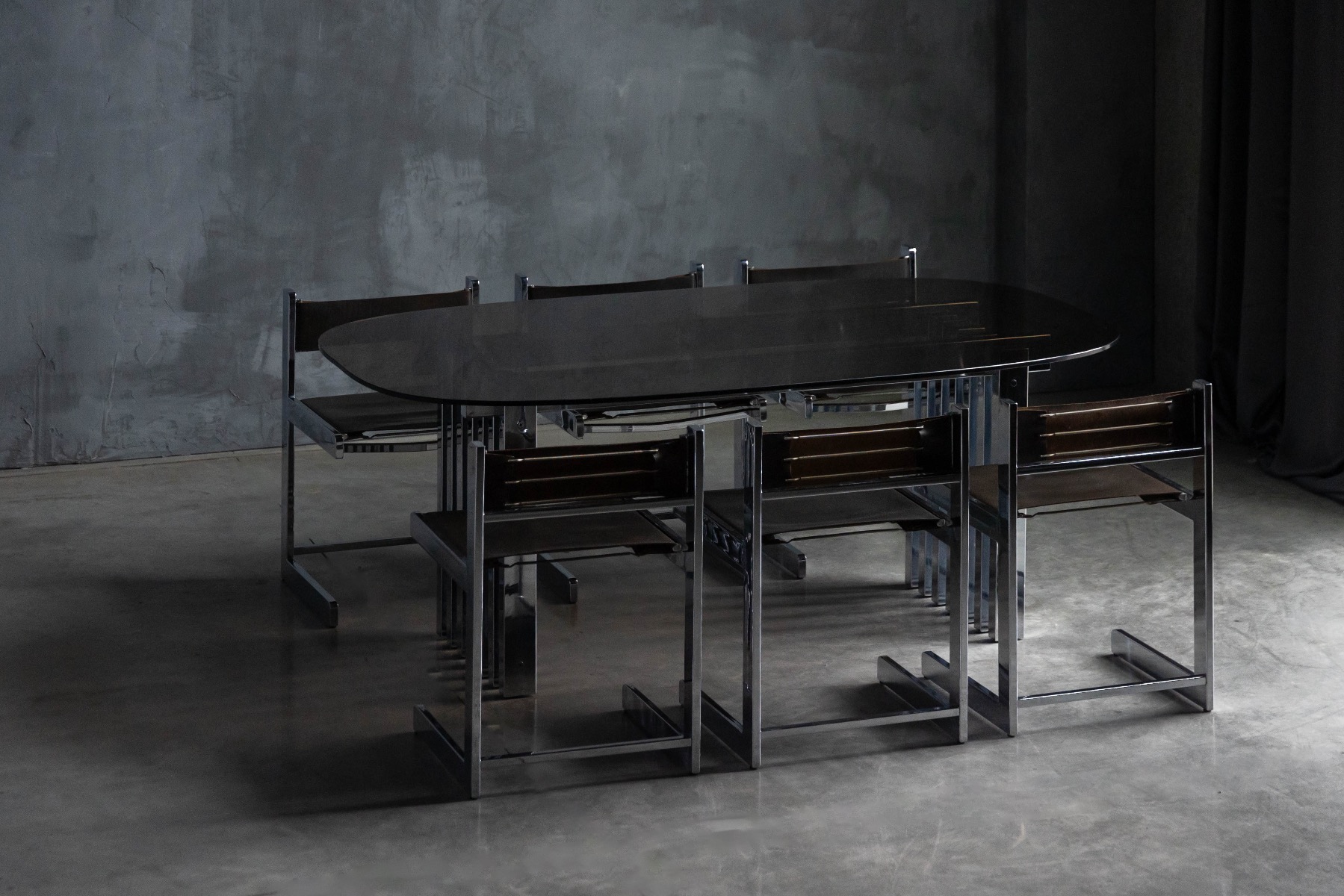 Chrome structured modern dining table