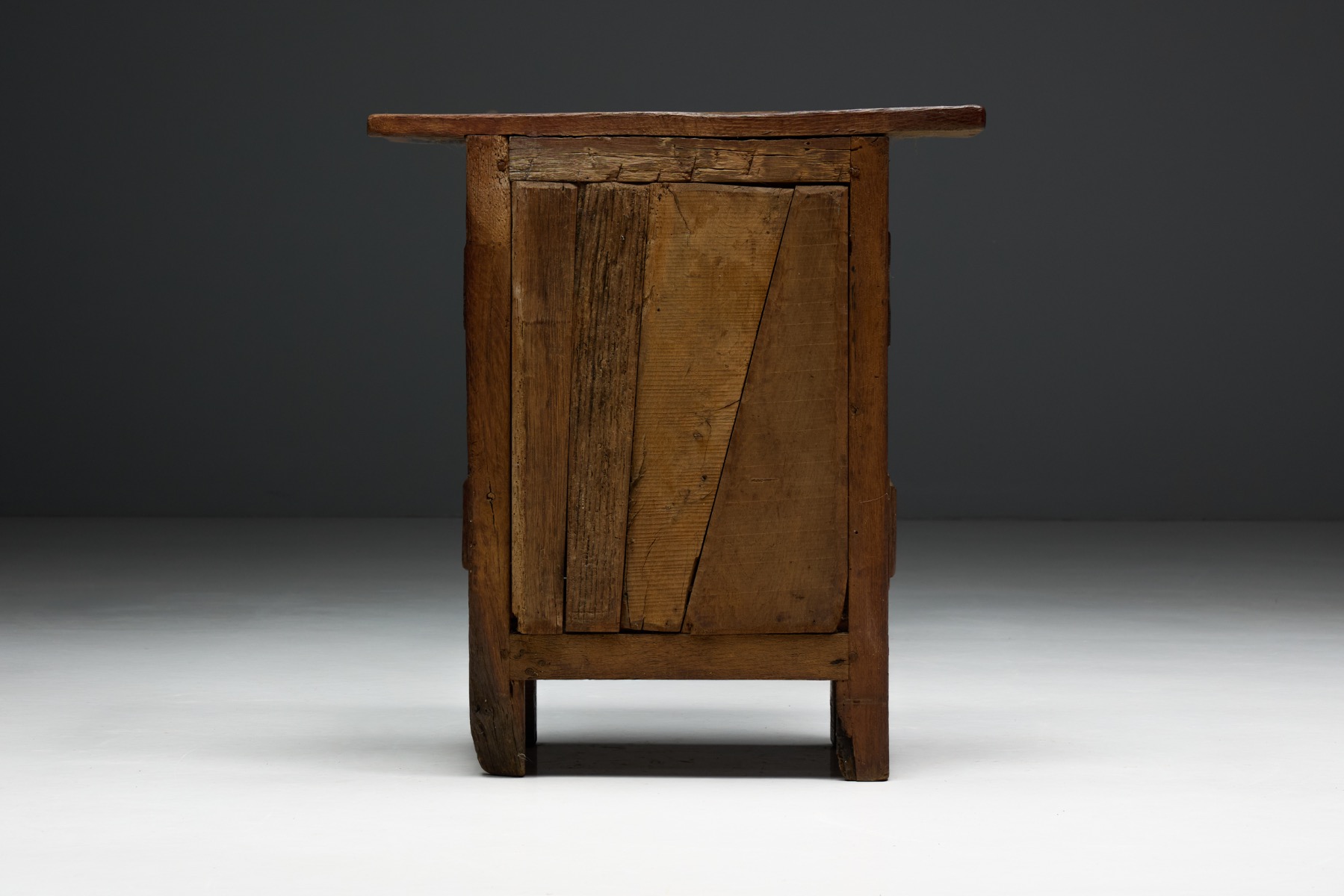 Traditional antique oak cabinet in rustic vernacular style 