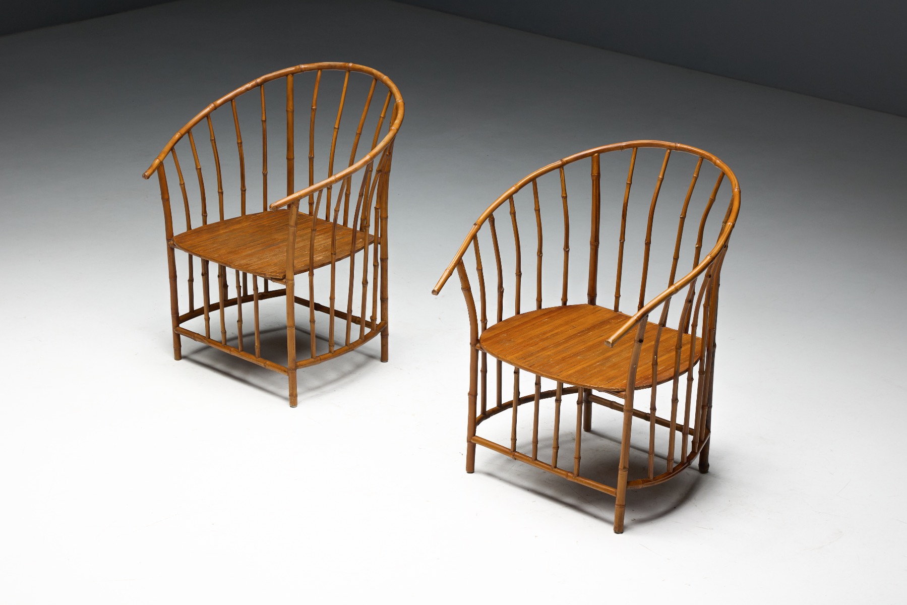 Bamboo lounge armchairs inspired by wabi sabi philosophy