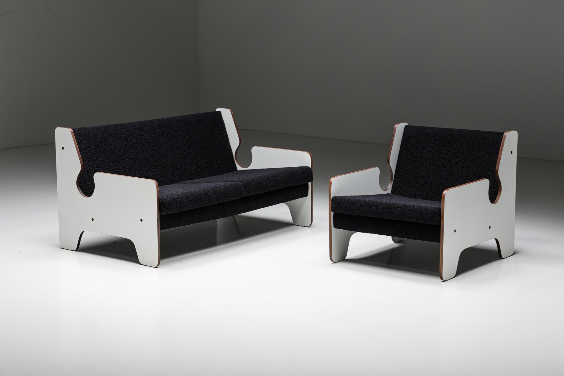 Unique postmodern lounge chair in black and white Italian style