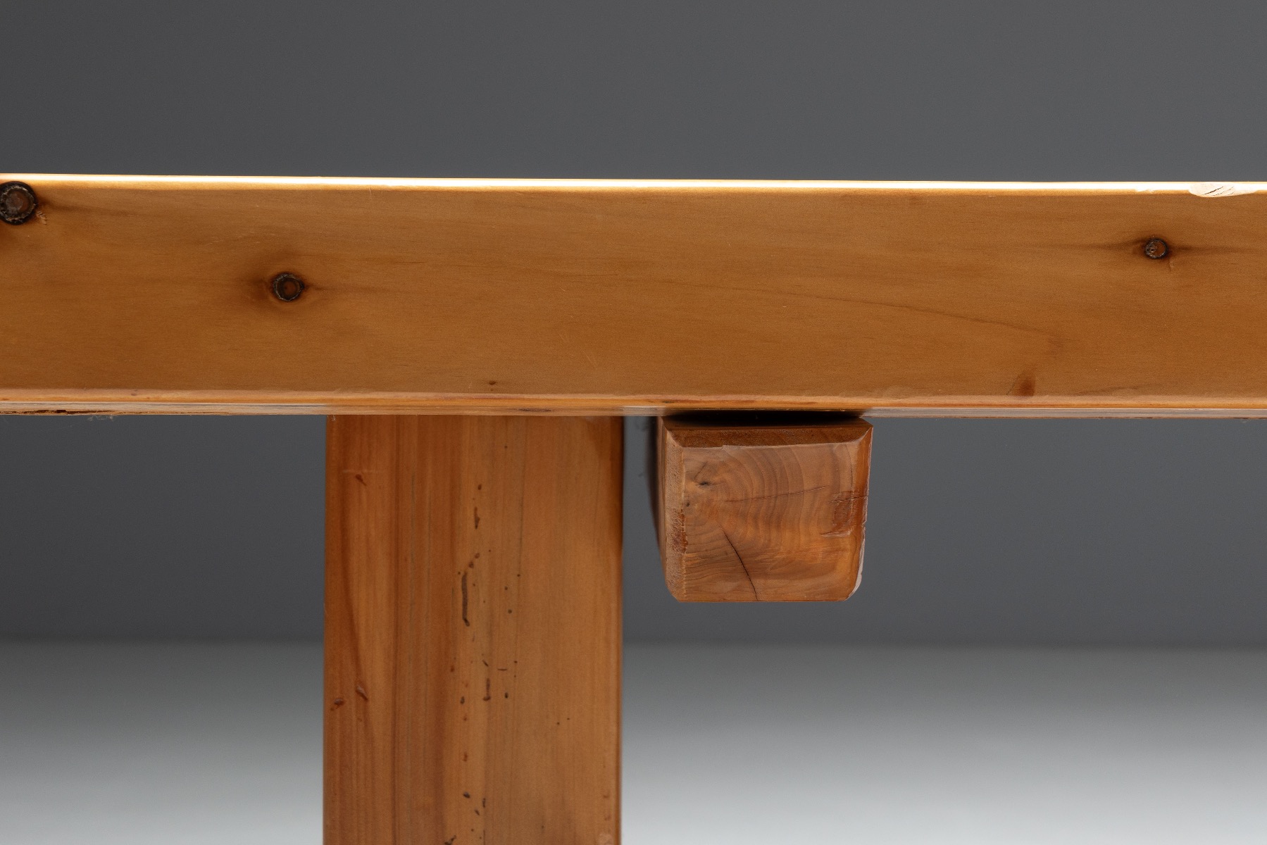 Vernacular inspired alpine dining table in elmwood