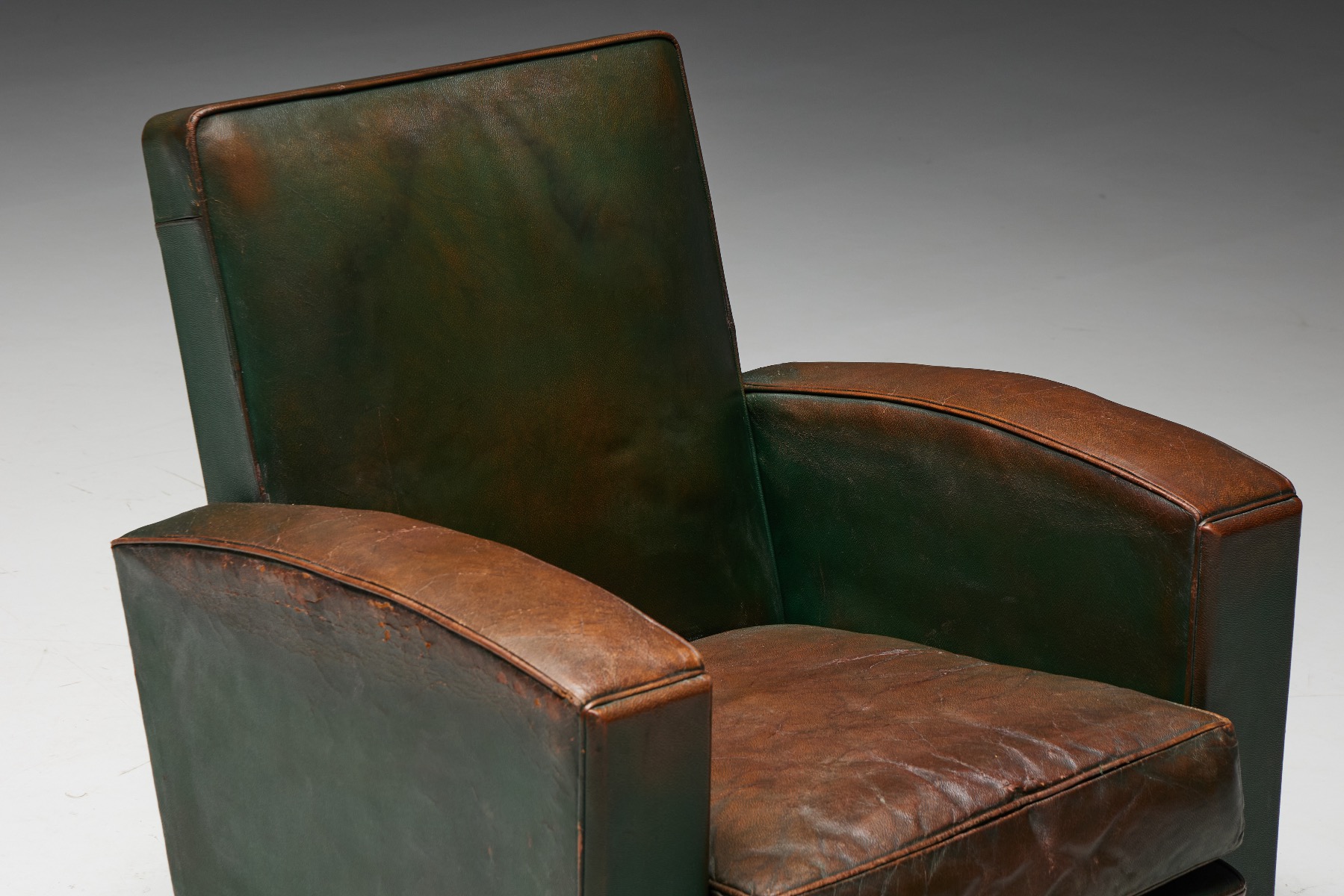 Art Deco upholstered leather chairs