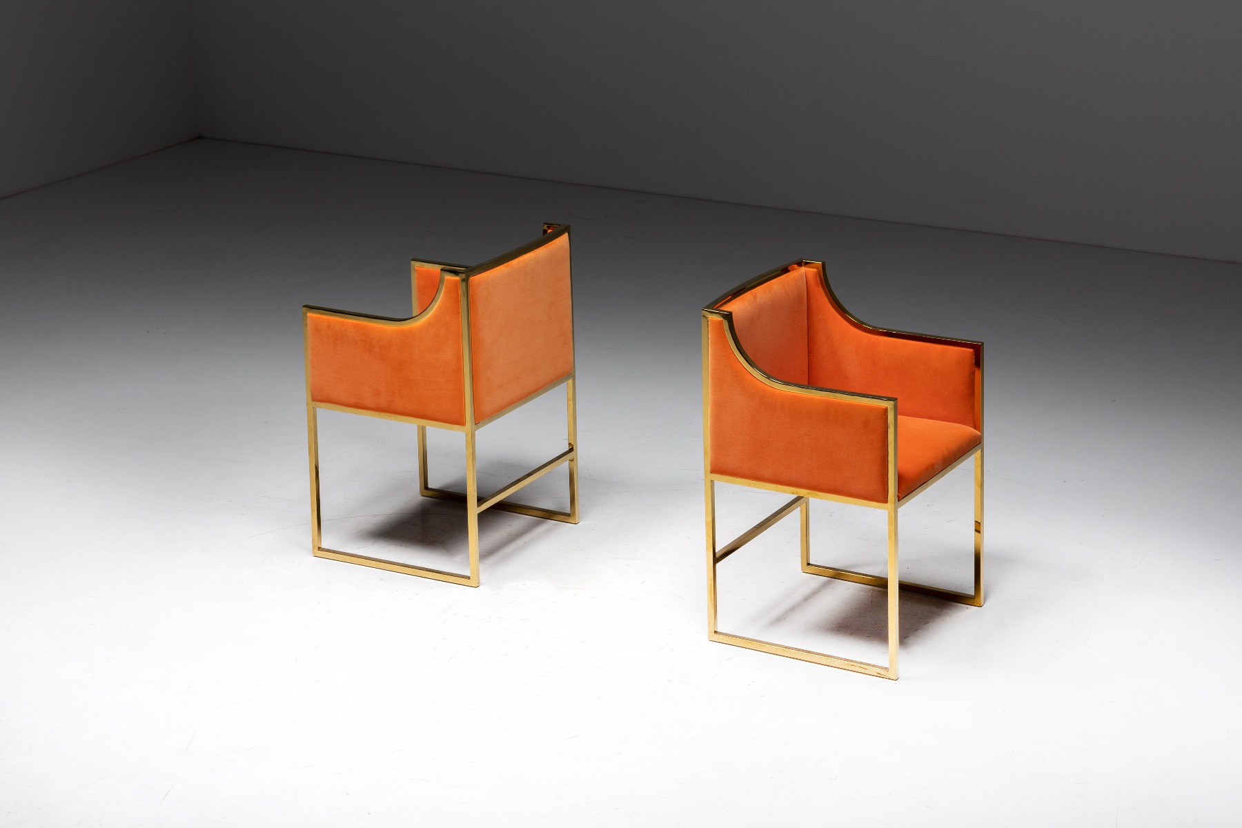 Iconic Maison Jansen brass and velvet chairs