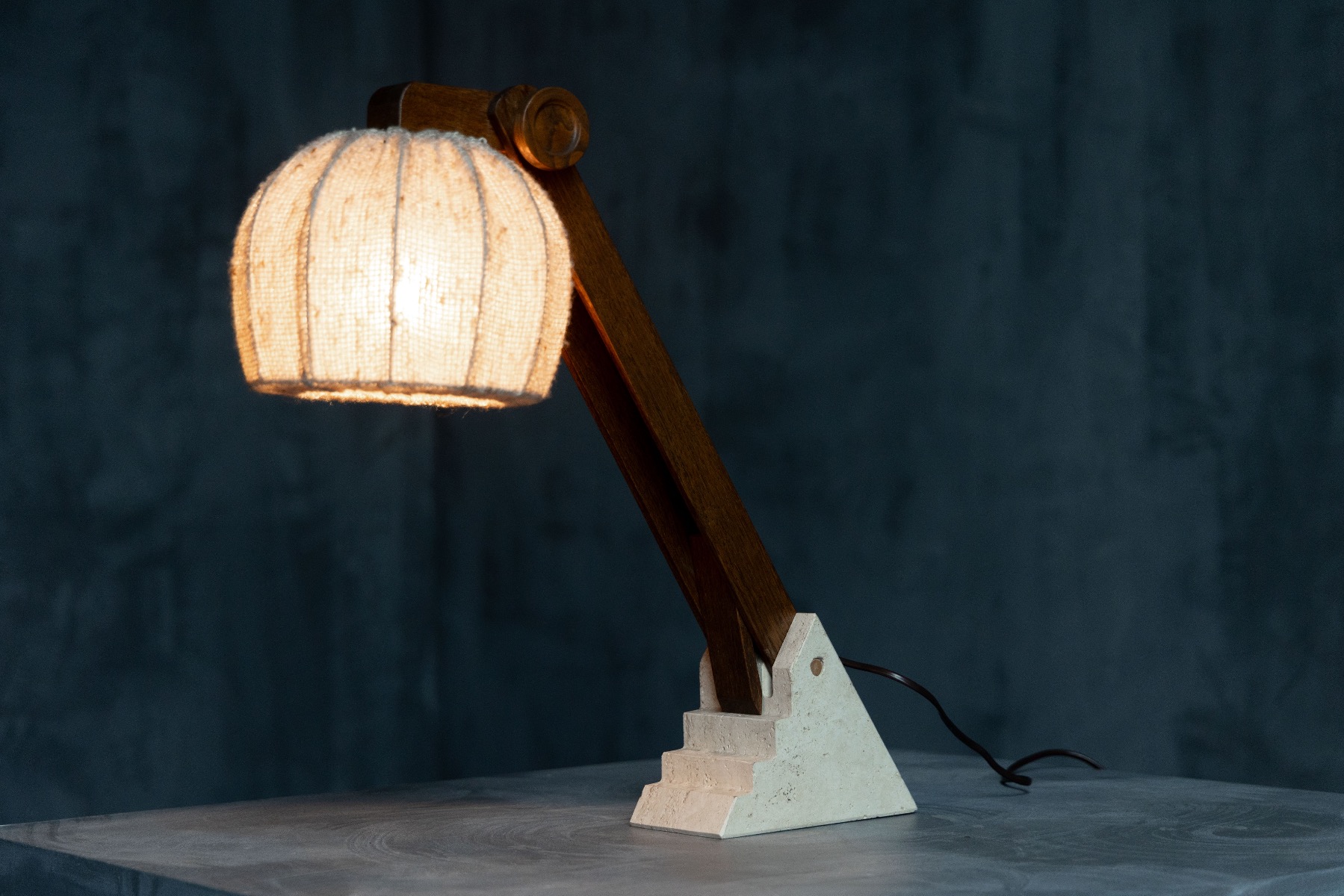 Expressive metal brutalist lighting fixture